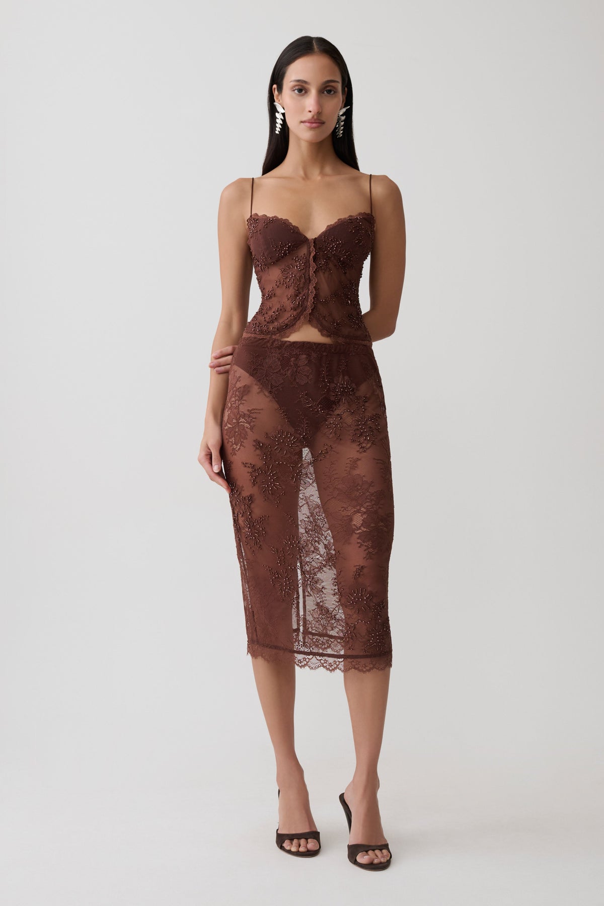 Marcelle Sweetheart Lace Top - Dark Chocolate #9