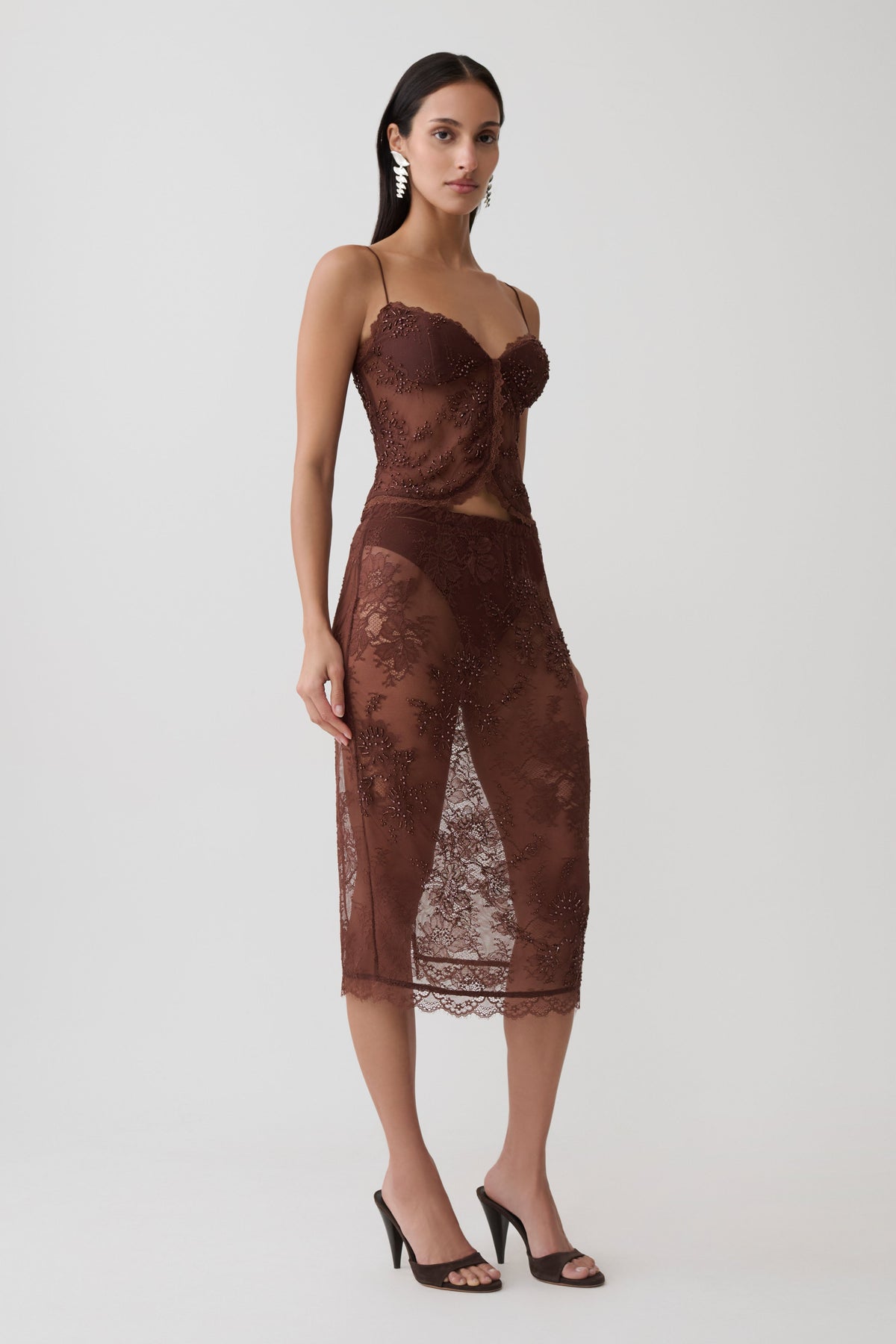 Marcelle Sweetheart Lace Top - Dark Chocolate #4