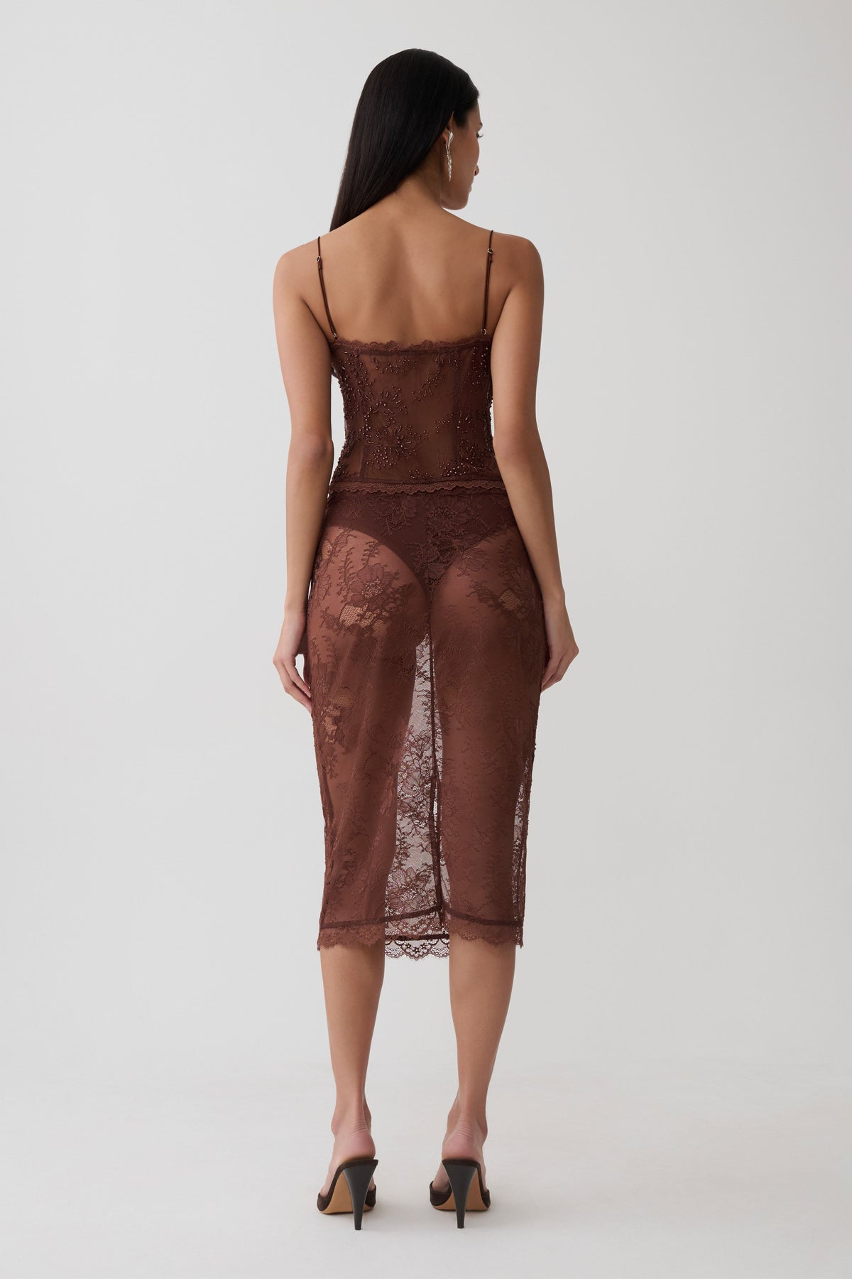 Marcelle Sweetheart Lace Top - Dark Chocolate
