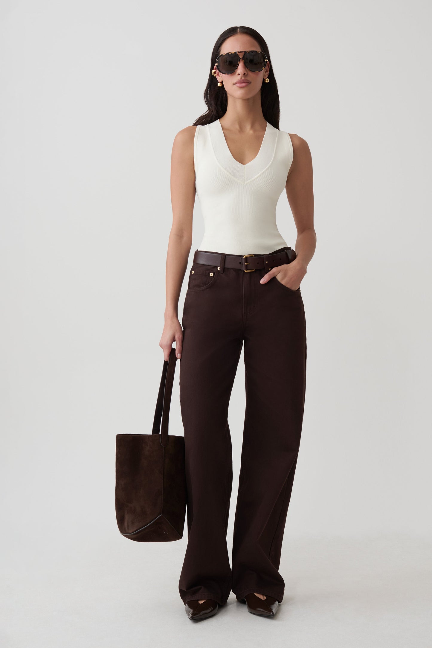 Claudina V-Neck Knit Tank - Ivory