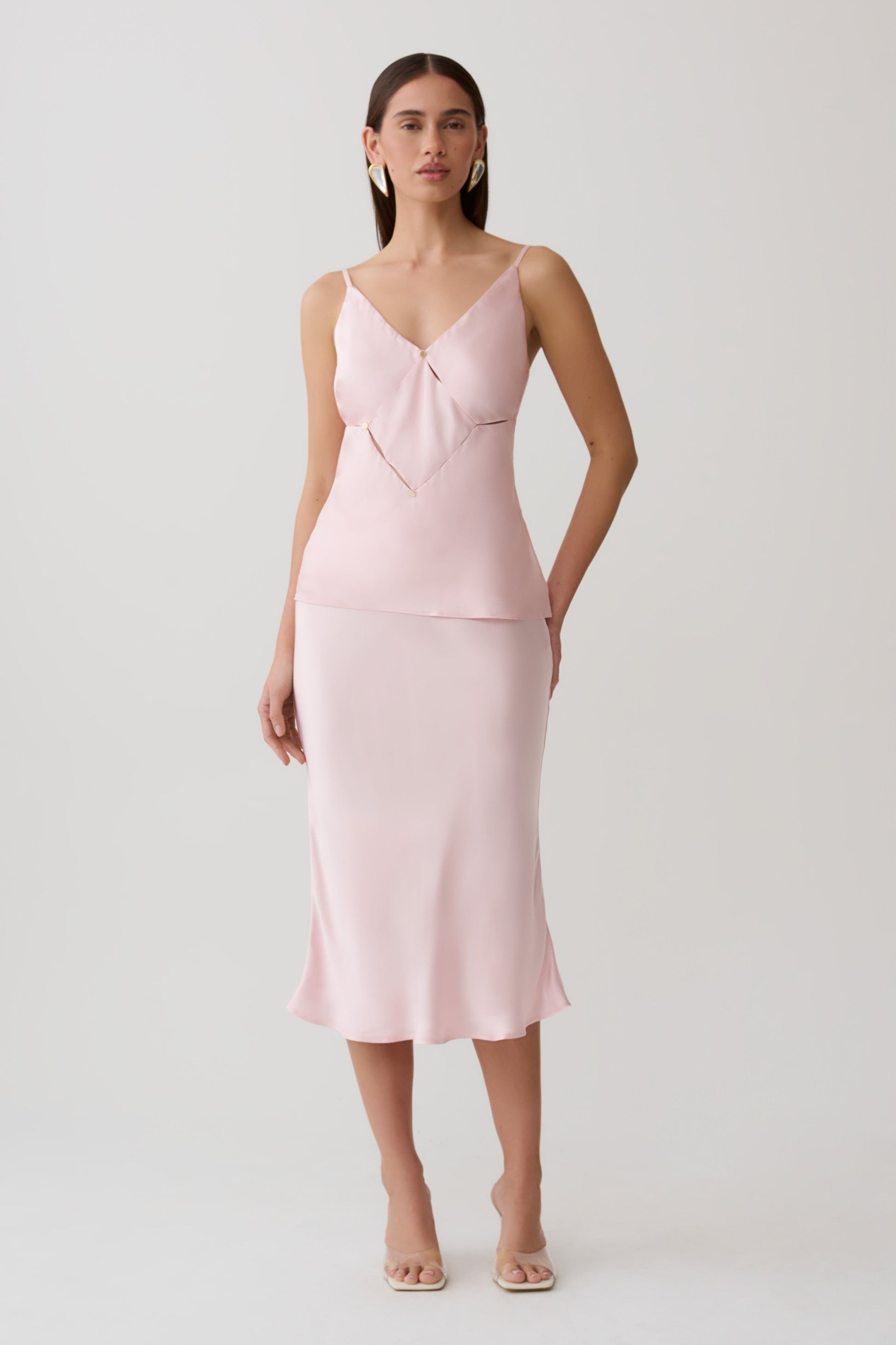 Hattie Satin Sleeveless Top - Pale Pink #6