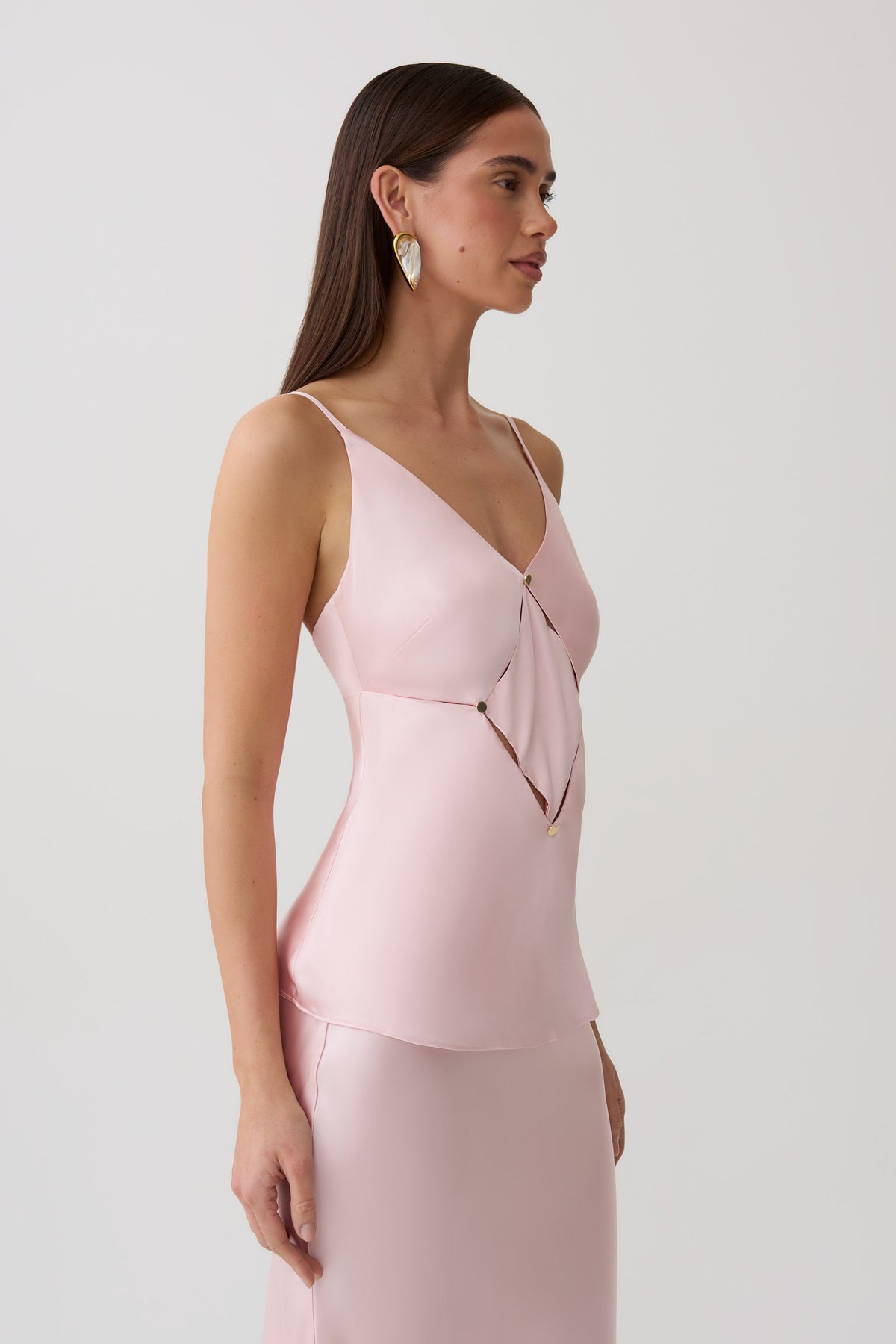 Hattie Satin Sleeveless Top - Pale Pink #3