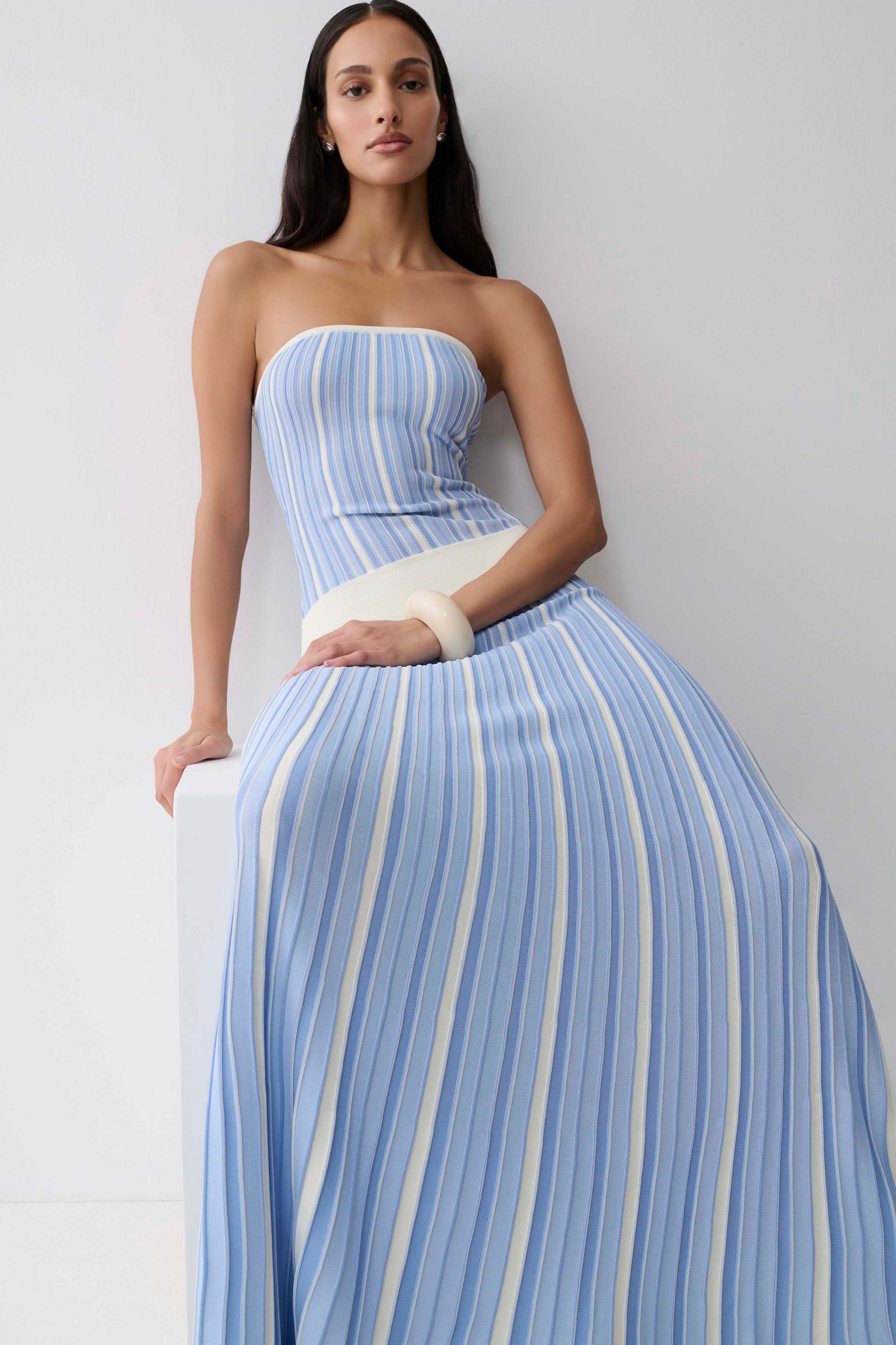 Joyce Stripe Maxi Knit Dress - Blue #3