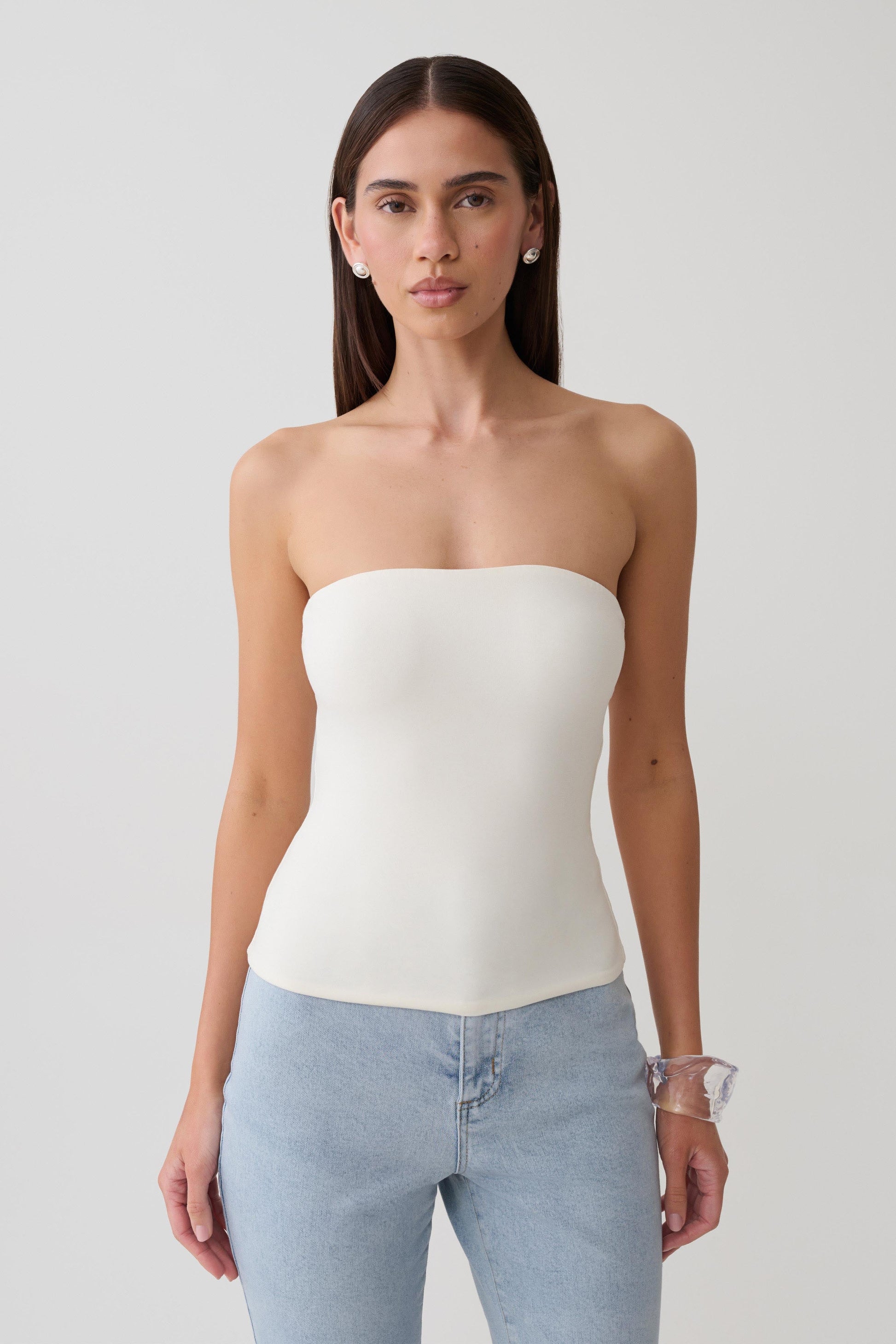 Harley Strapless Bandeau Top - Ivory