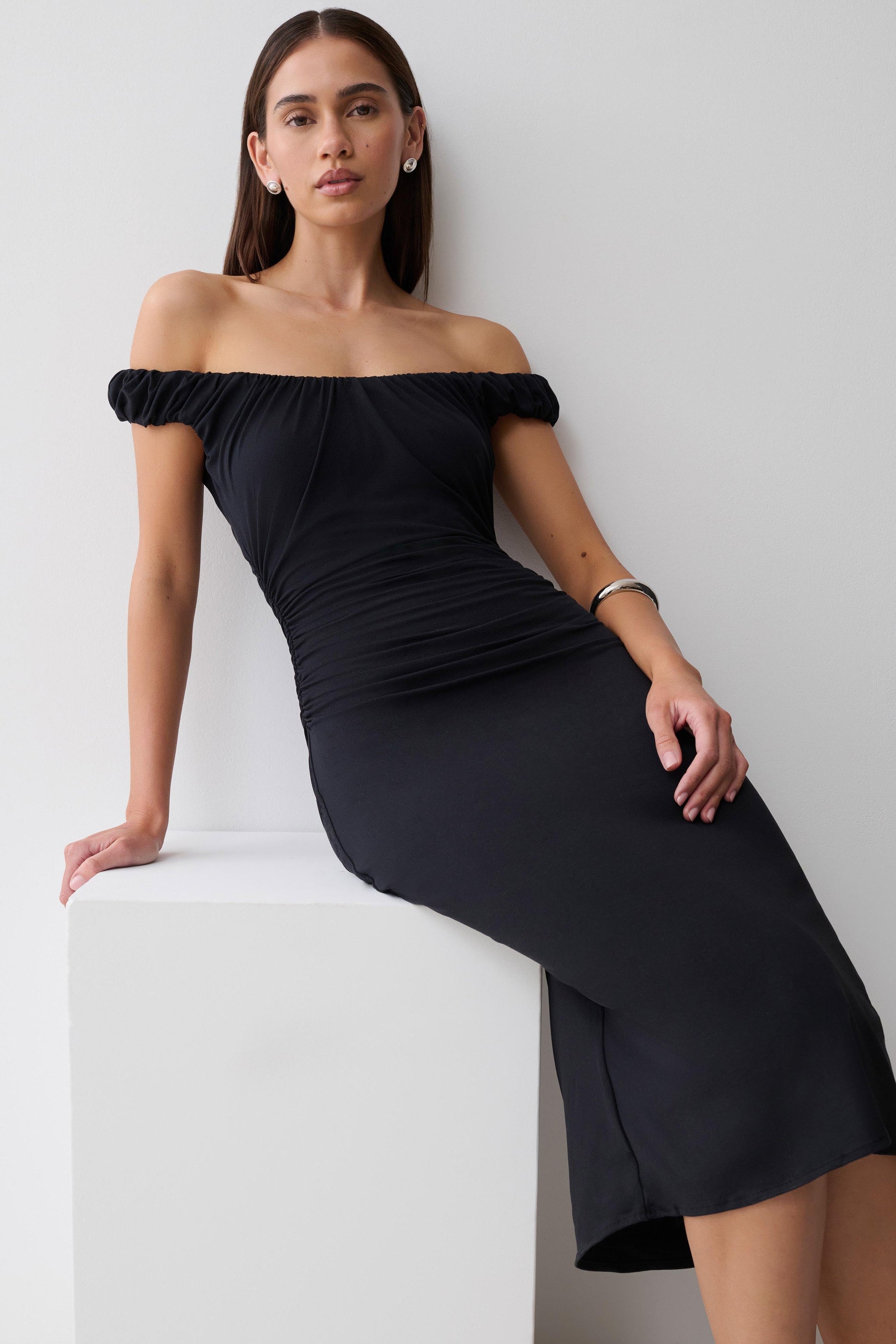 Alize Cupro Knee Length Dress - Black #6