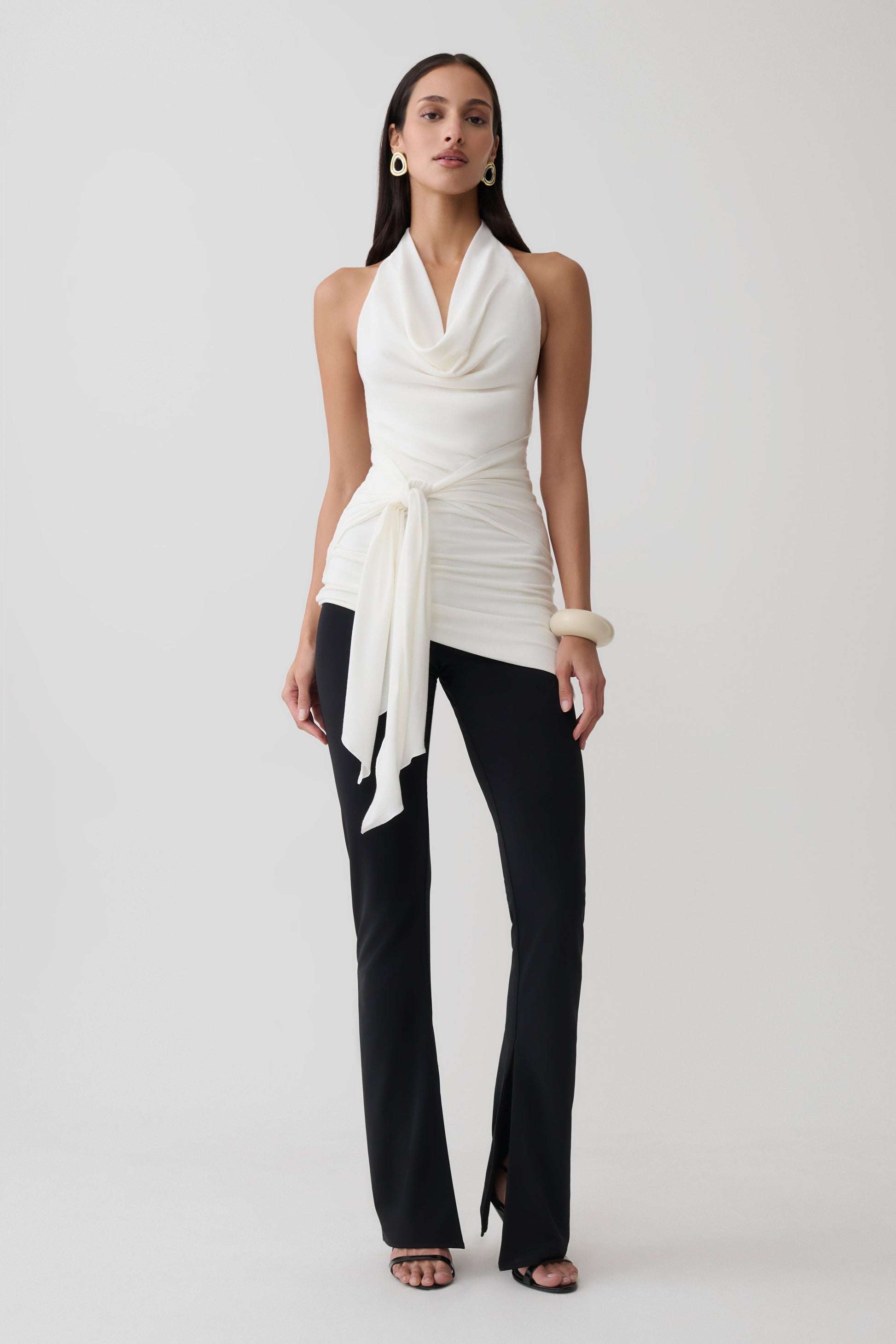 Dolorres Front Tie Halter Top - White #7