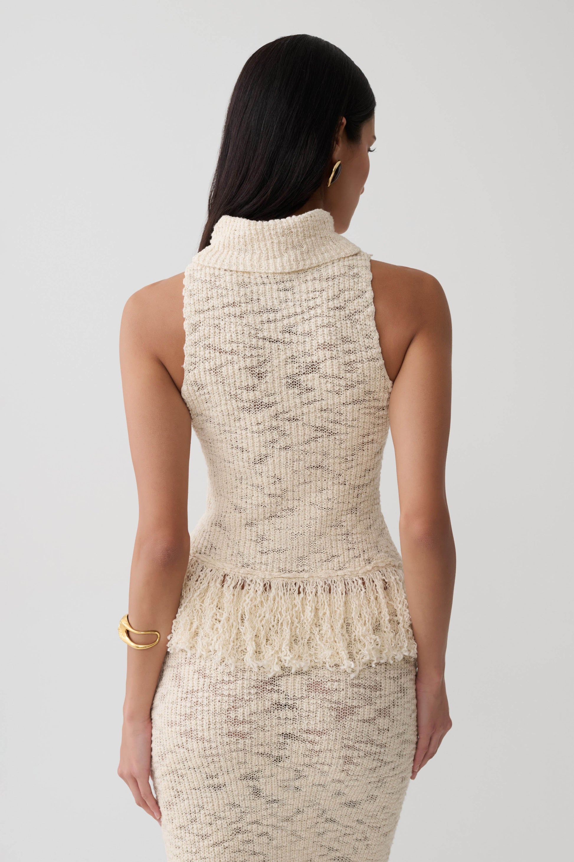 Giovanni Fringe Knit Top - Cream #2