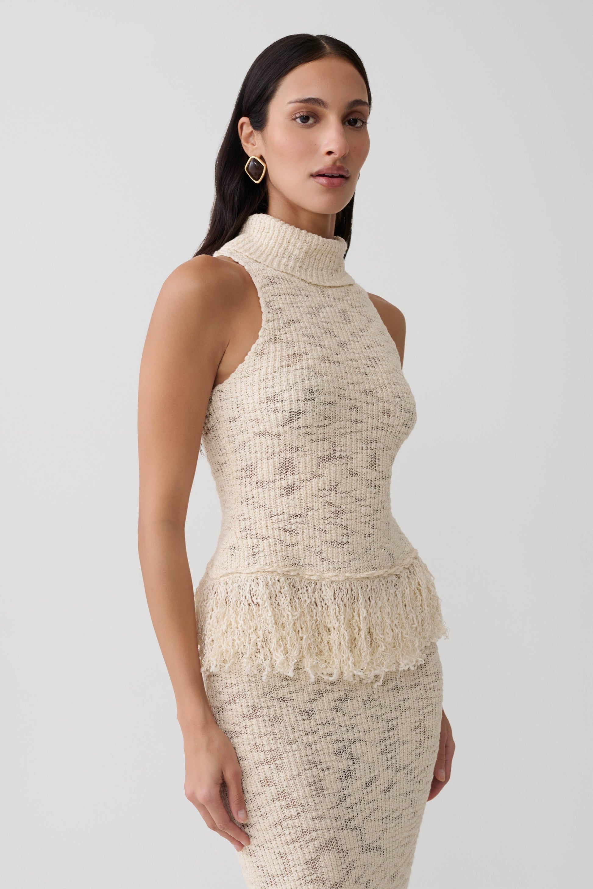 Giovanni Fringe Knit Top - Cream #4