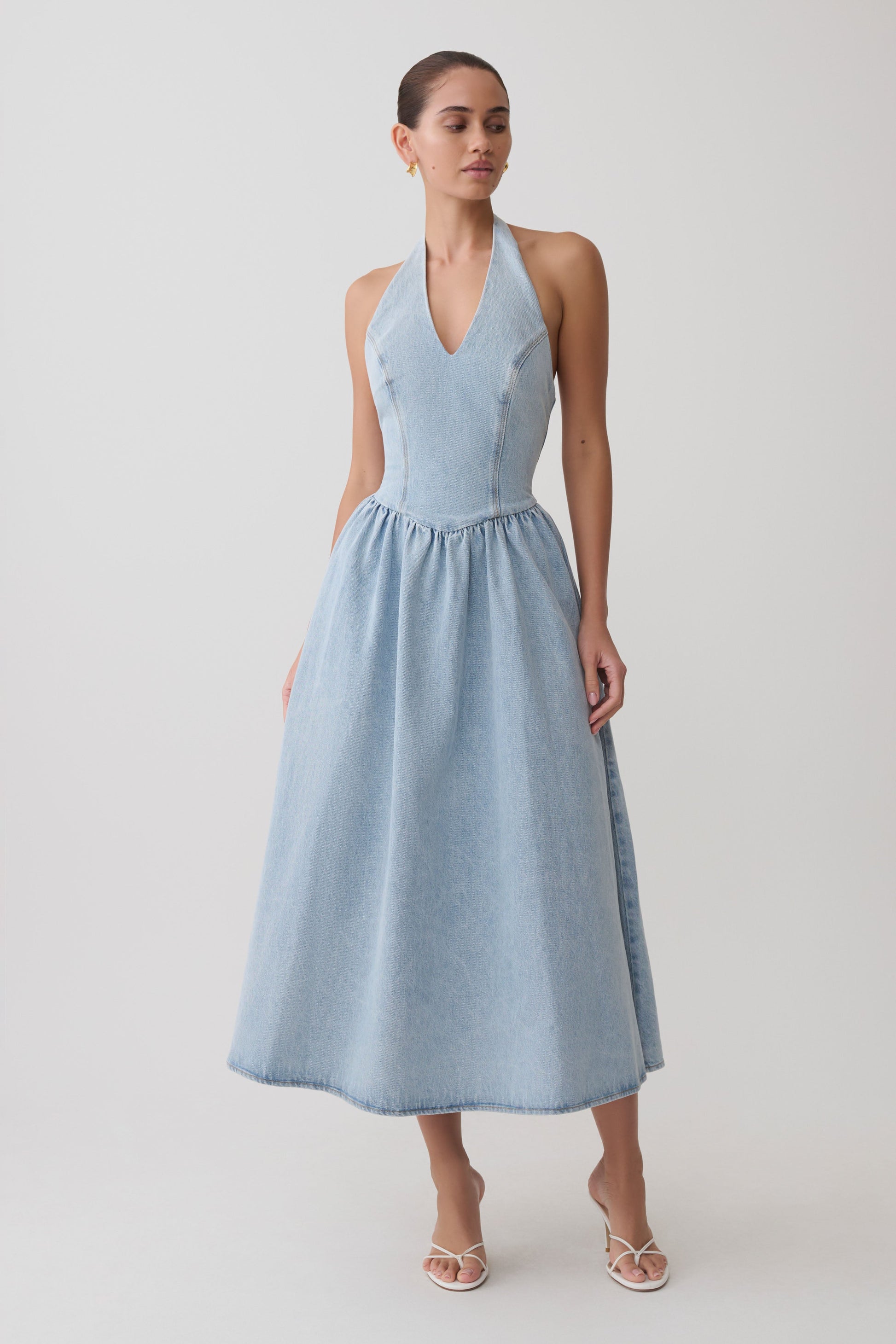 Miller Denim Halter Midi Dress - Classic Blue #5