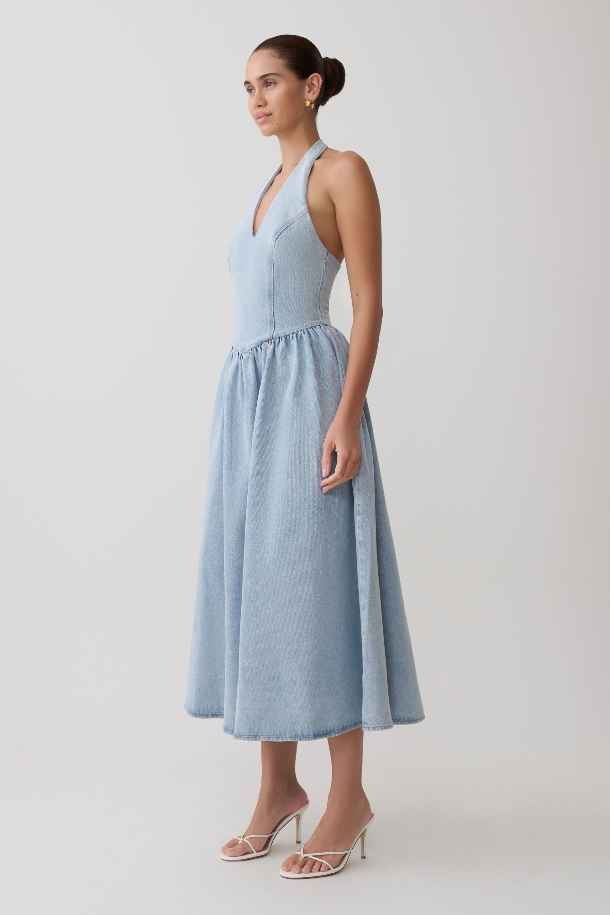 Miller Denim Halter Midi Dress - Classic Blue #4