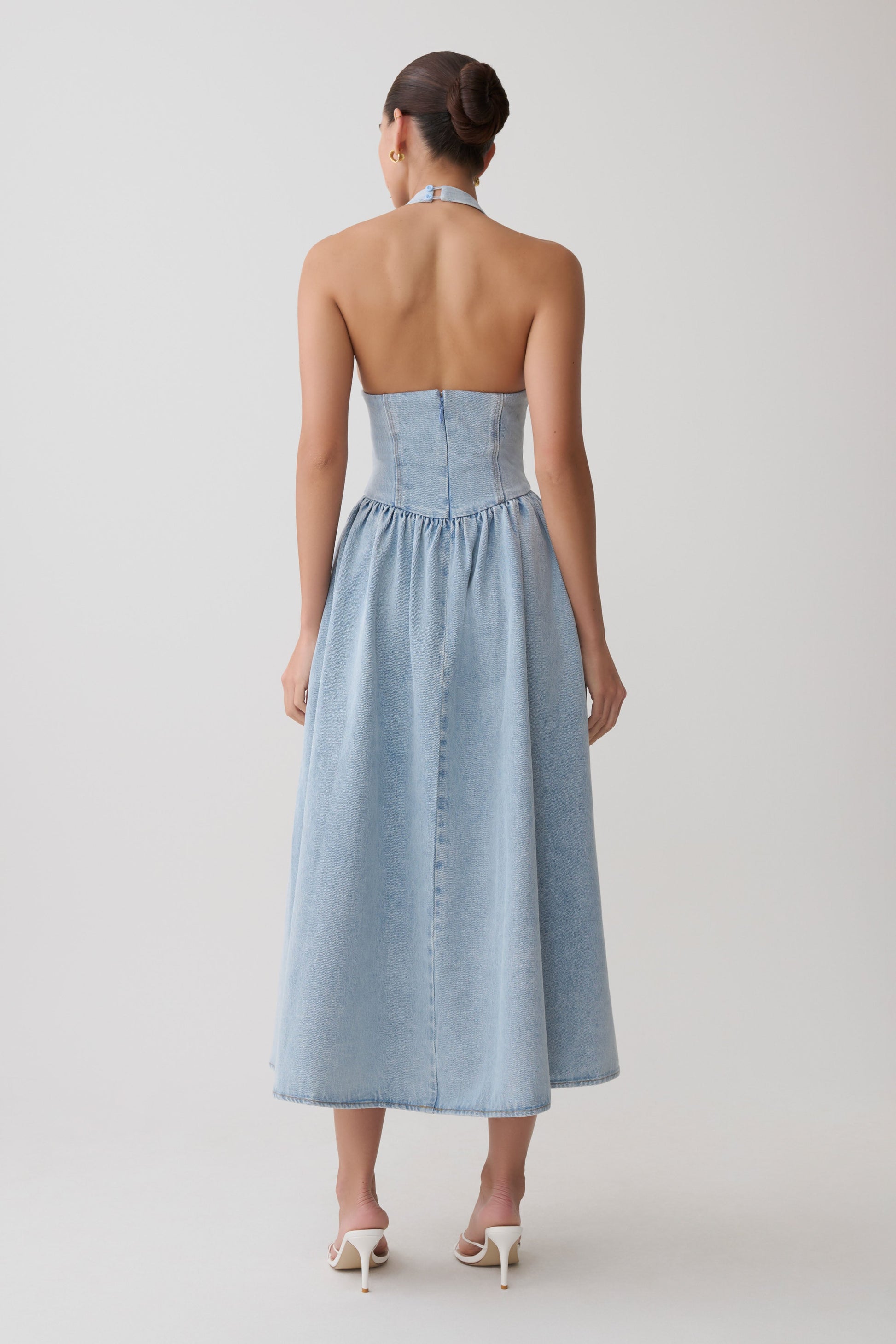 Miller Denim Halter Midi Dress - Classic Blue #2