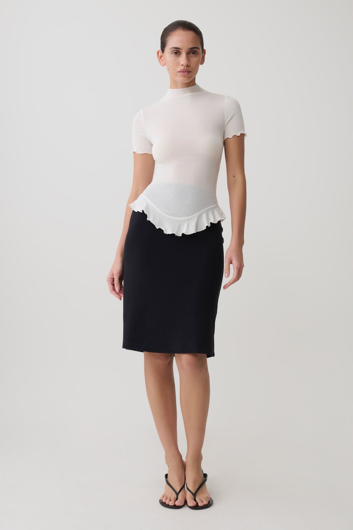 Nira Short Sleeve Ruffle Top - White #6