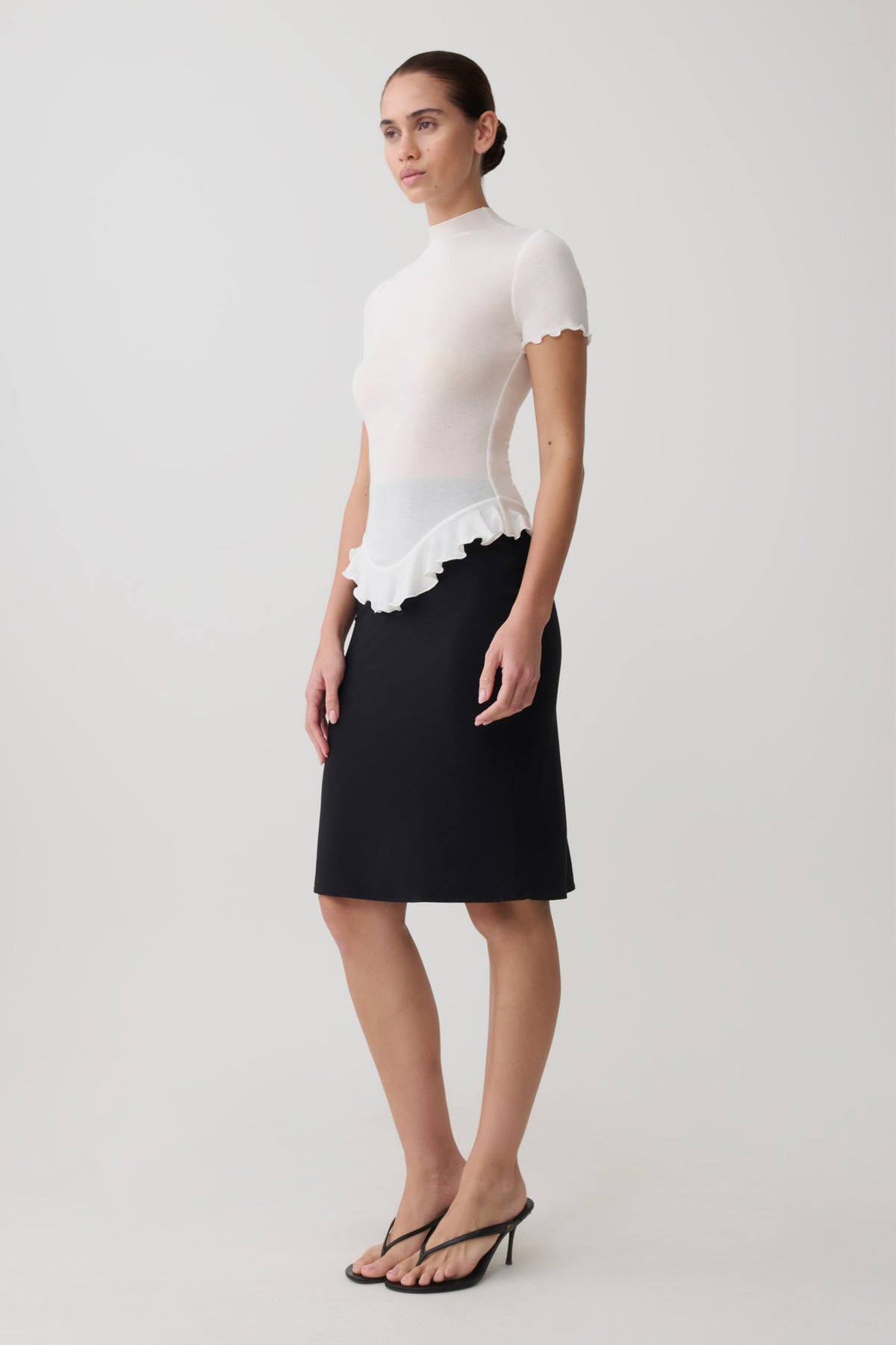 Nira Short Sleeve Ruffle Top - White #4