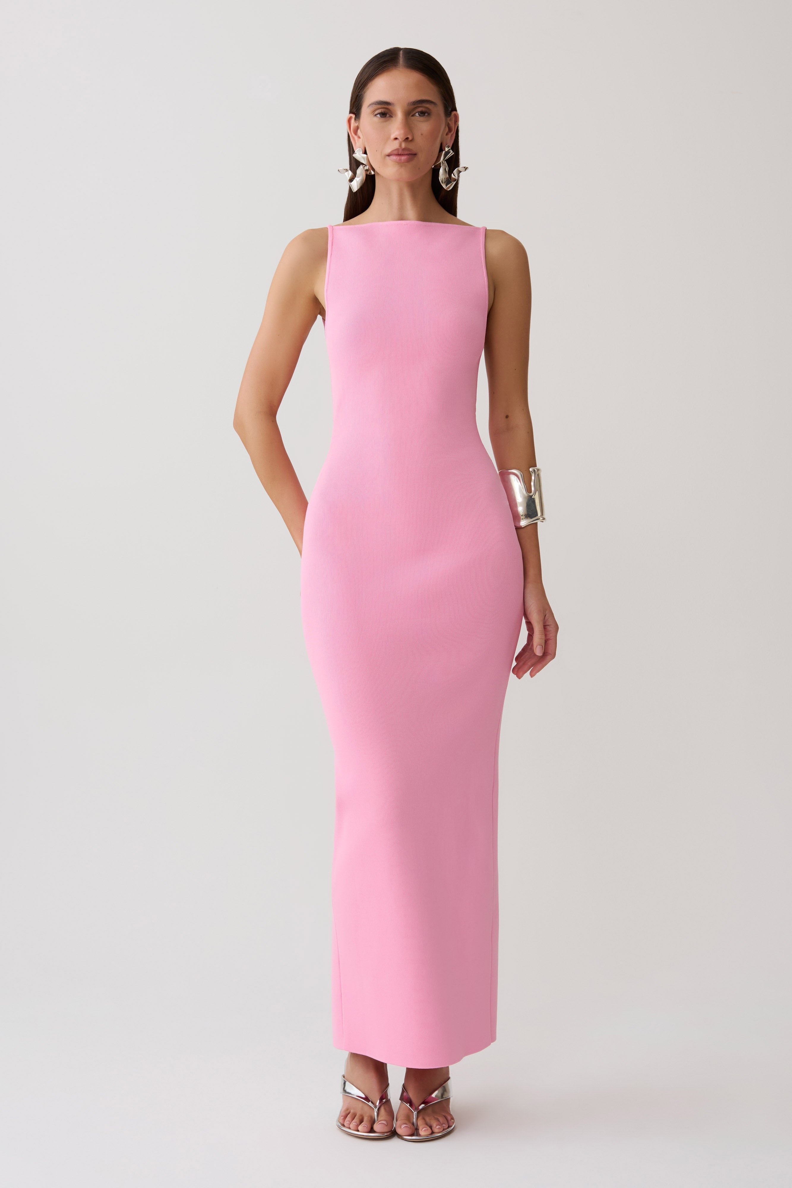 Robin Strappy Back Bandage Maxi Dress - Lipstick Pink | MESHKI UK