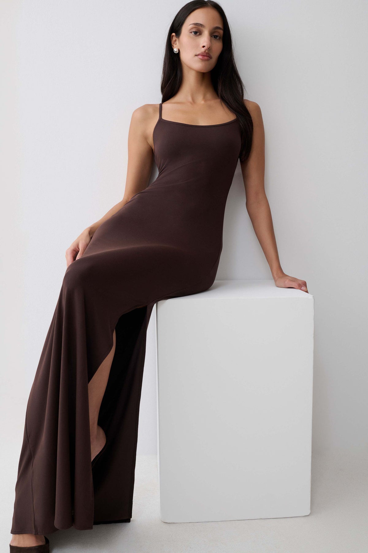 Erve Peached Jersey Maxi Dress - Chocolate #7