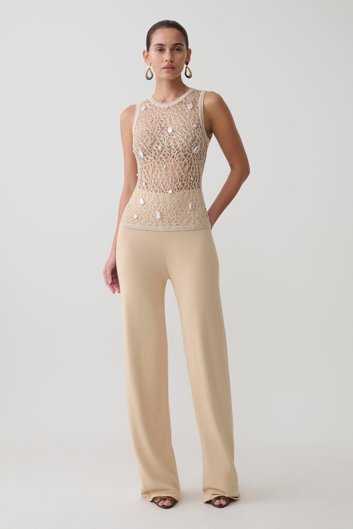 Eloise Pearl Beaded Top - Cream #8