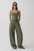Stephanie Barrel Denim Jeans - Washed Khaki