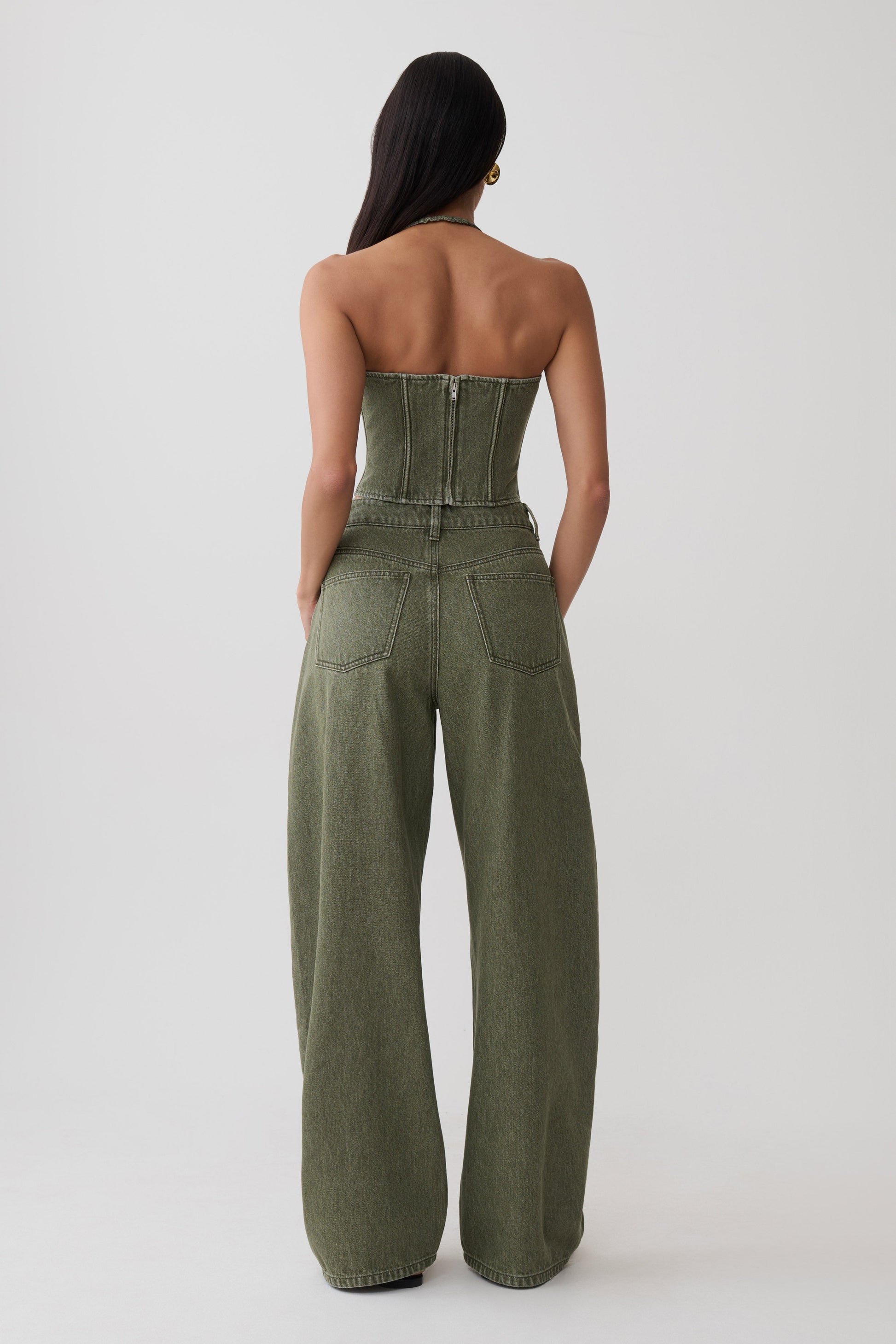 Stephanie Corset Denim Top - Washed Khaki #6