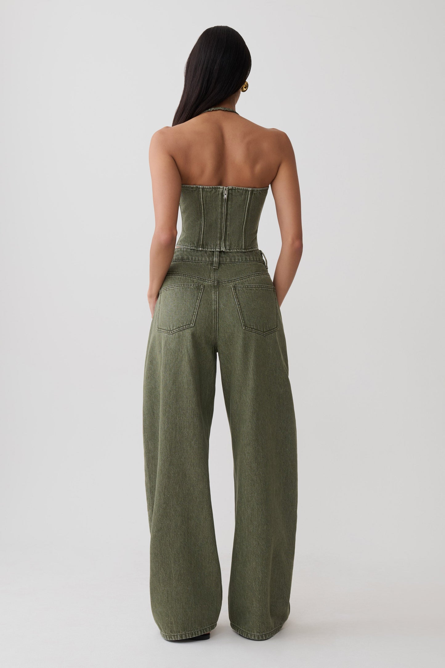 Stephanie Barrel Denim Jeans - Washed Khaki