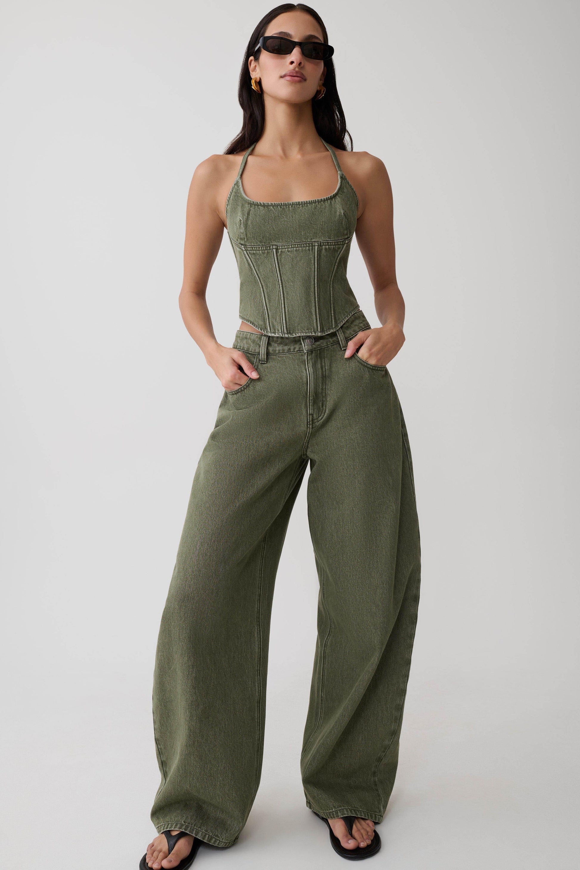 Stephanie Barrel Denim Jeans - Washed Khaki #3