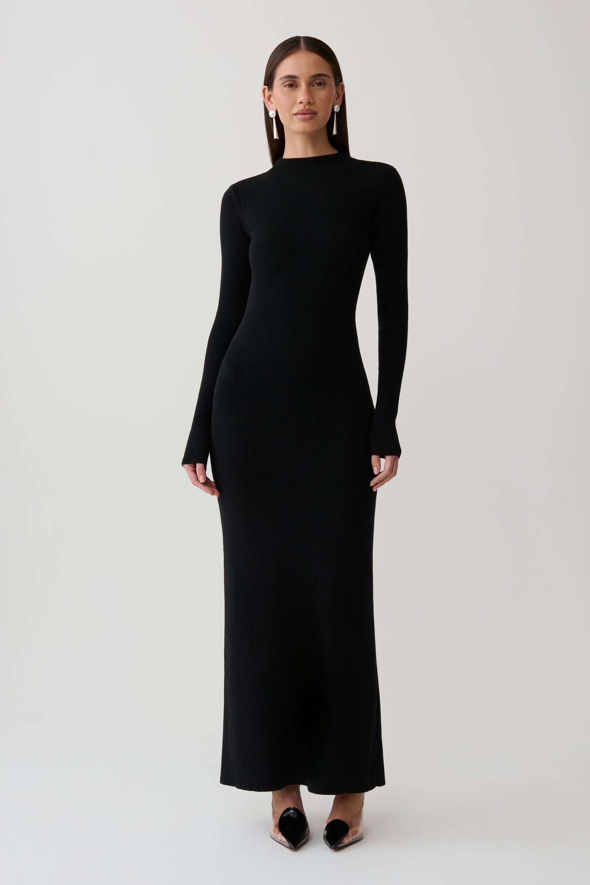 Rowan Long Sleeve Knit Maxi Dress - Black #3