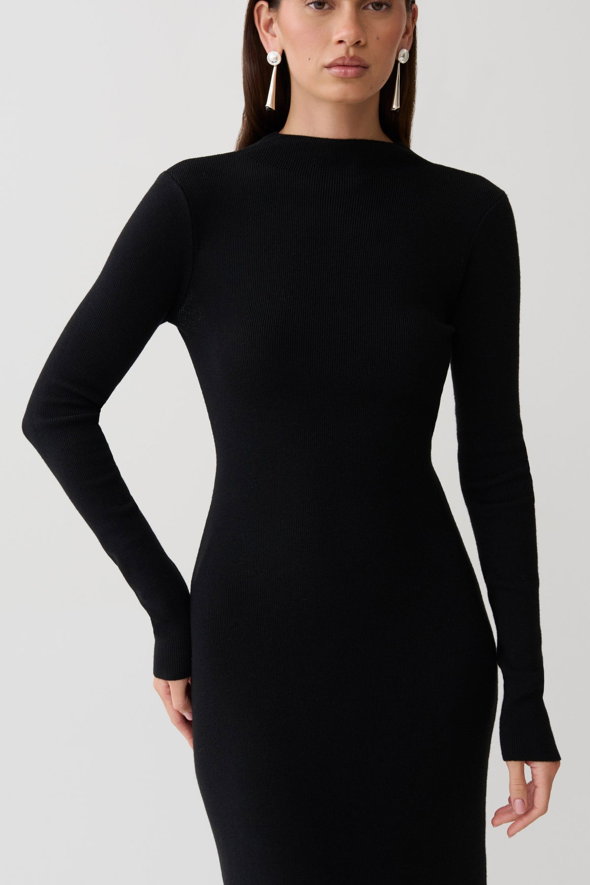 Rowan Long Sleeve Knit Maxi Dress - Black #5