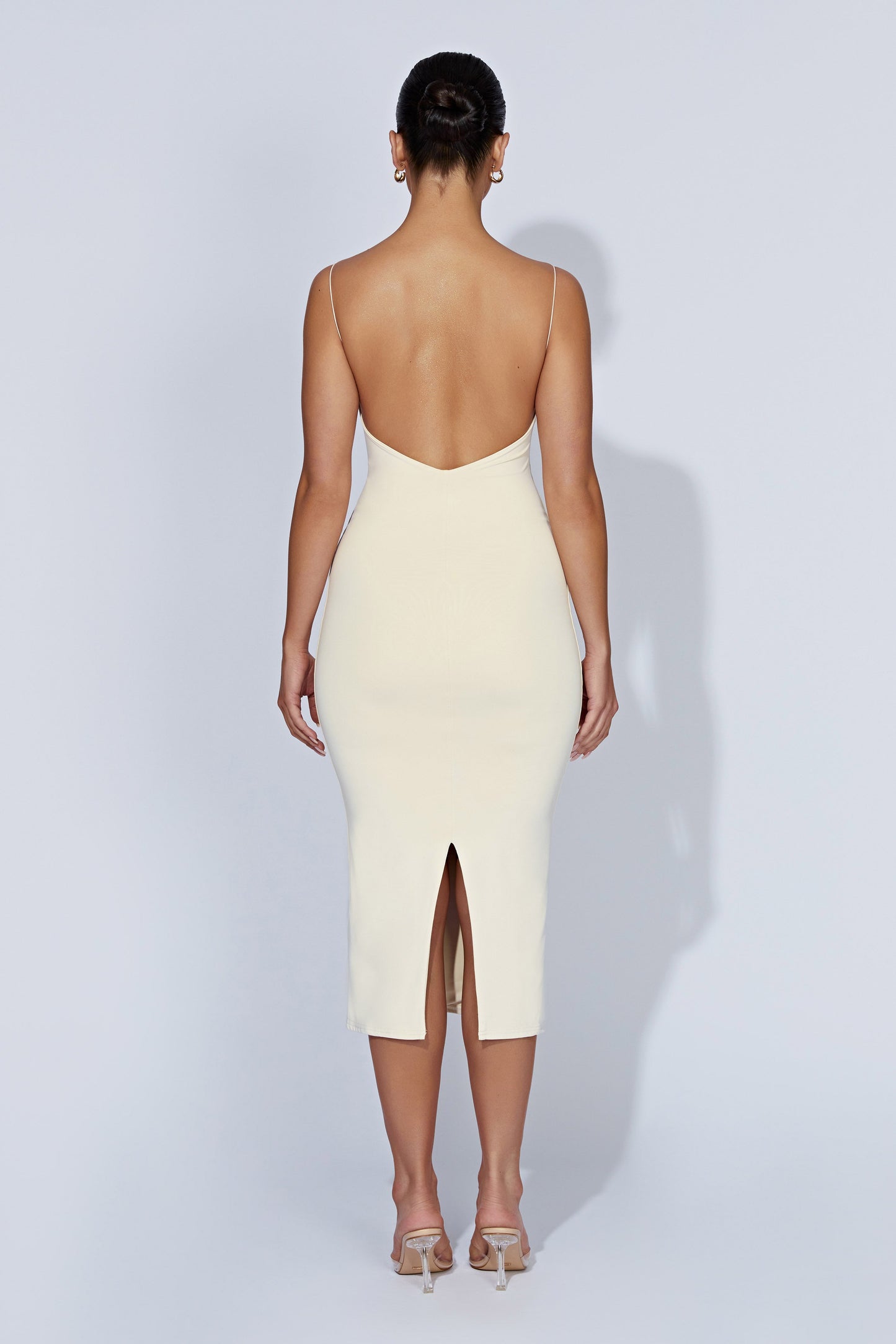 Lexia Scoop Low Neck Midi Dress - Cream