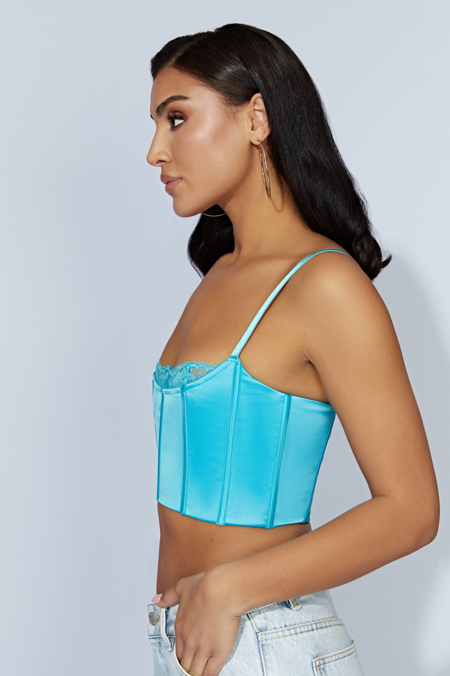 Lake Lace Cami Crop Top - Aquamarine