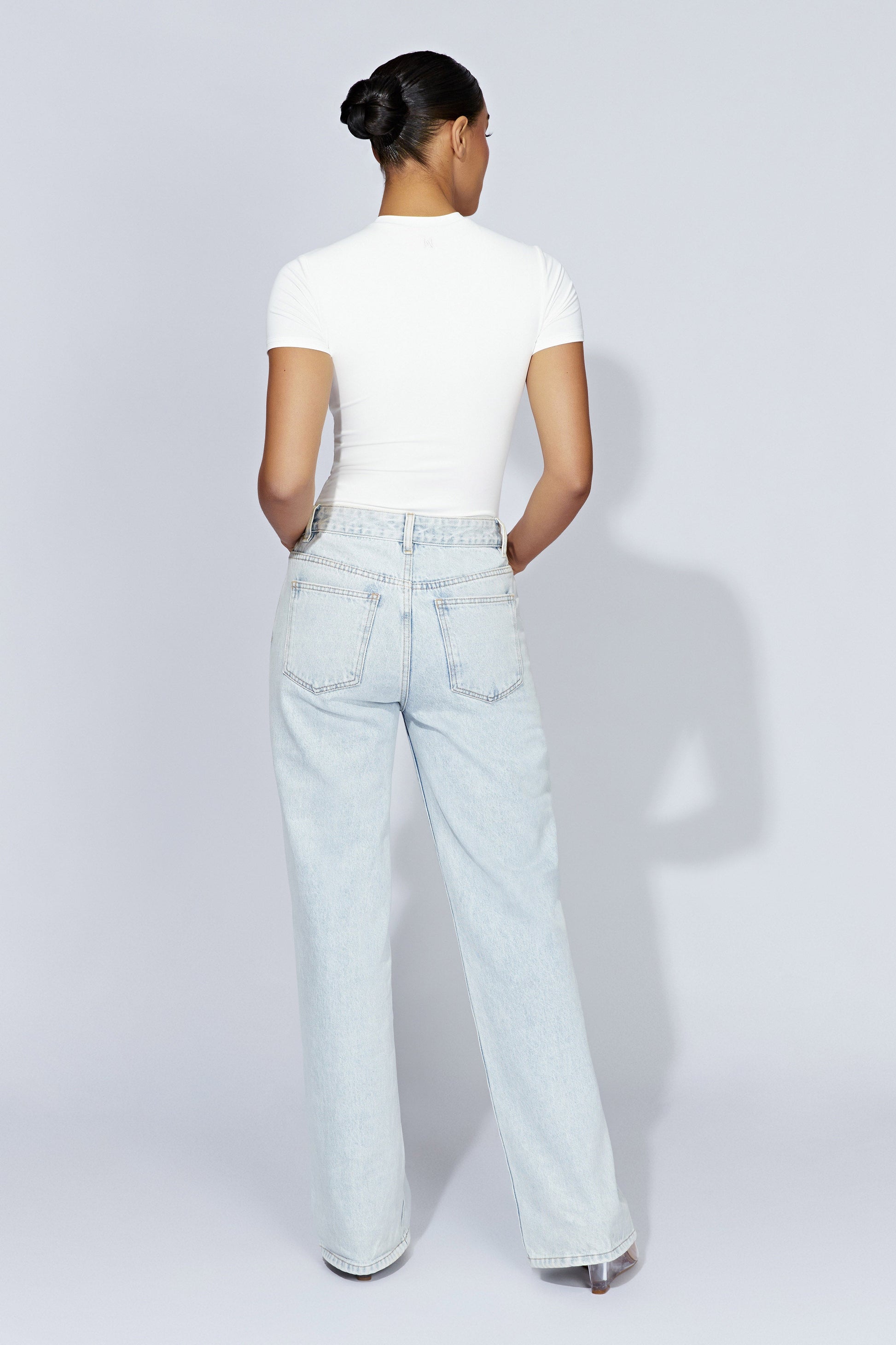 Francesca Crew Neck Short Sleeve Bodysuit - White #9