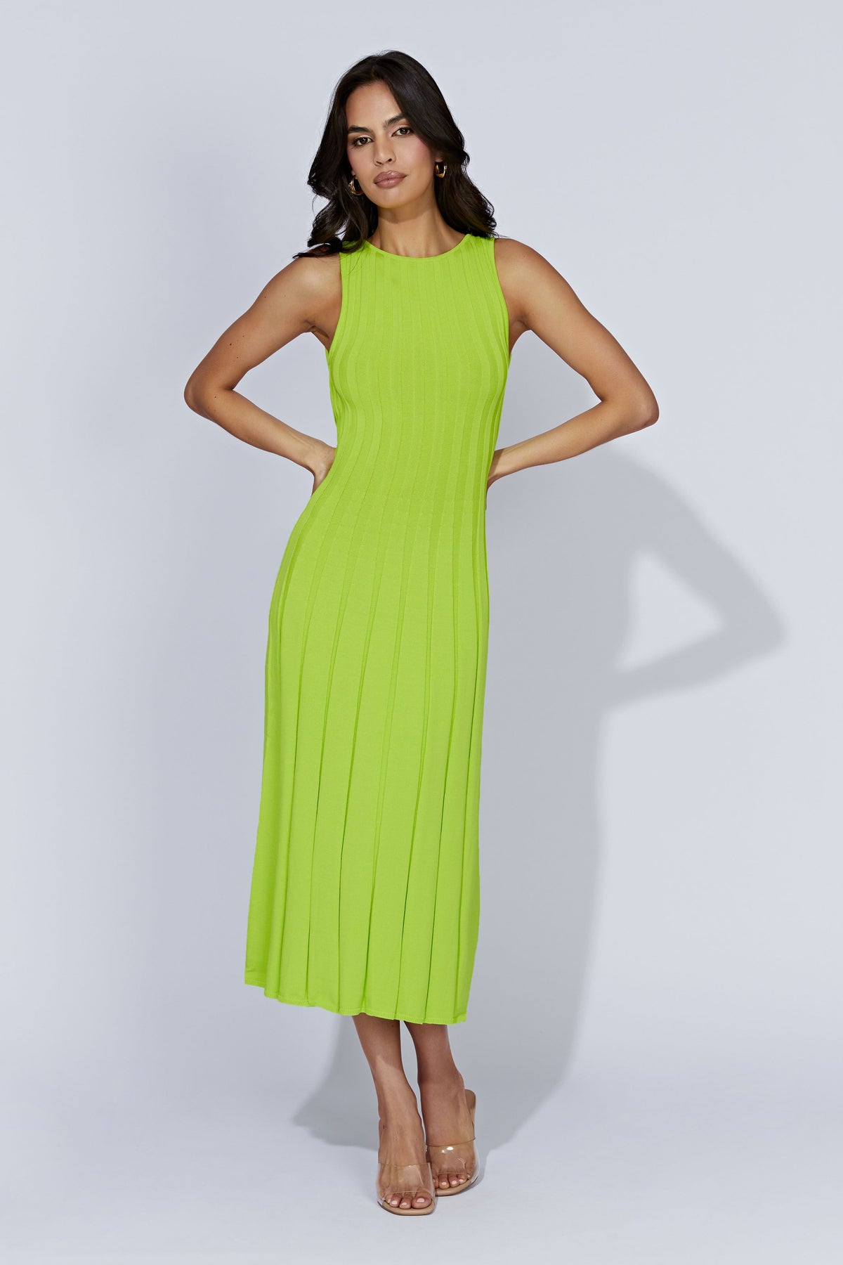 Aspen Back Keyhole Knit Midi Dress - Fresh Green