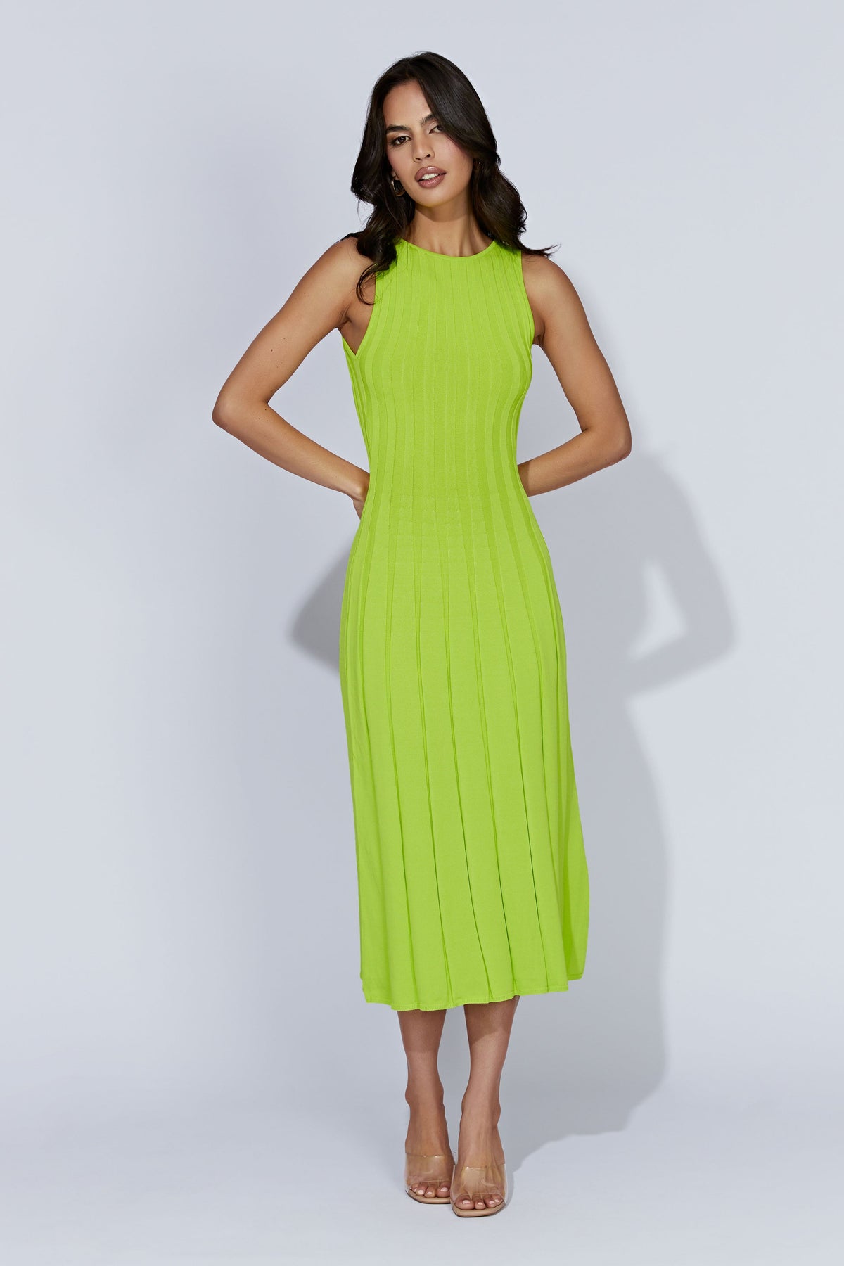 Aspen Back Keyhole Knit Midi Dress - Fresh Green #10