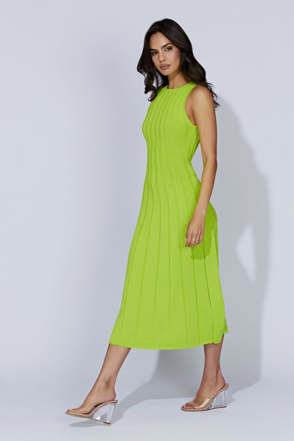 Aspen Back Keyhole Knit Midi Dress - Fresh Green
