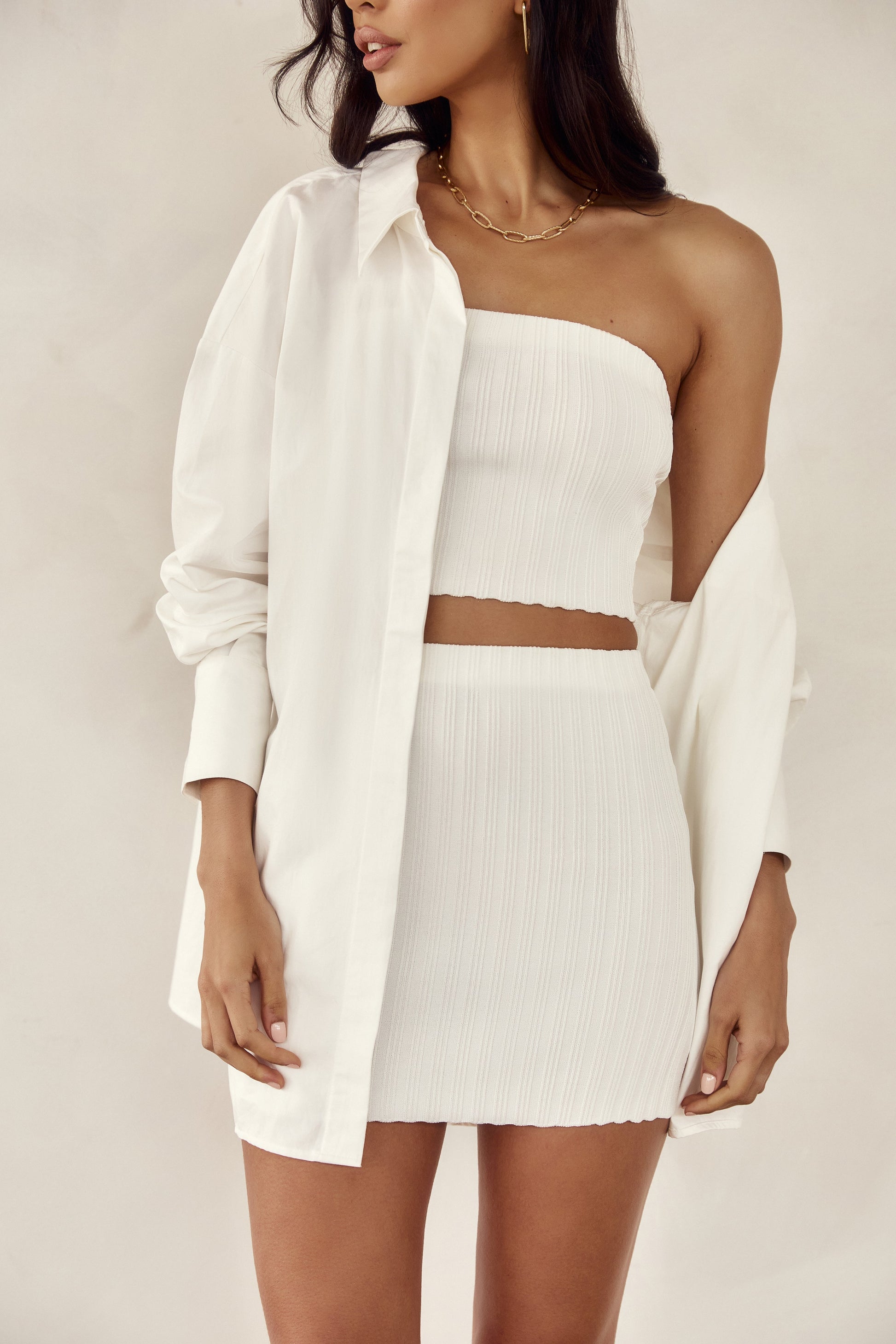 Shiloh Low Rise Knit Mini Skirt - Off White #10