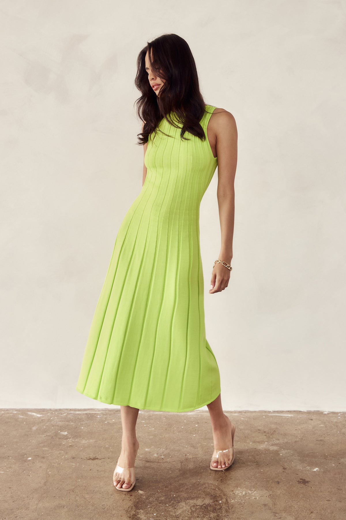 Aspen Back Keyhole Knit Midi Dress - Fresh Green #2