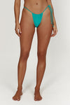 Andie Recycled Nylon Ruched String Side Bikini Brief - Fresh Green