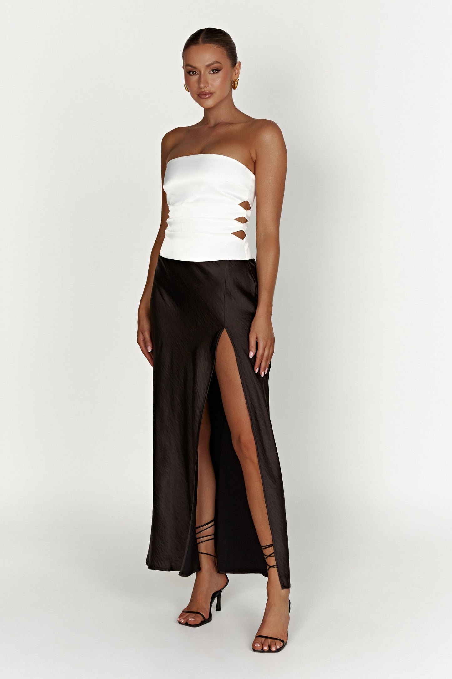 Brooklyn Two Tone Strapless Maxi Dress - Black