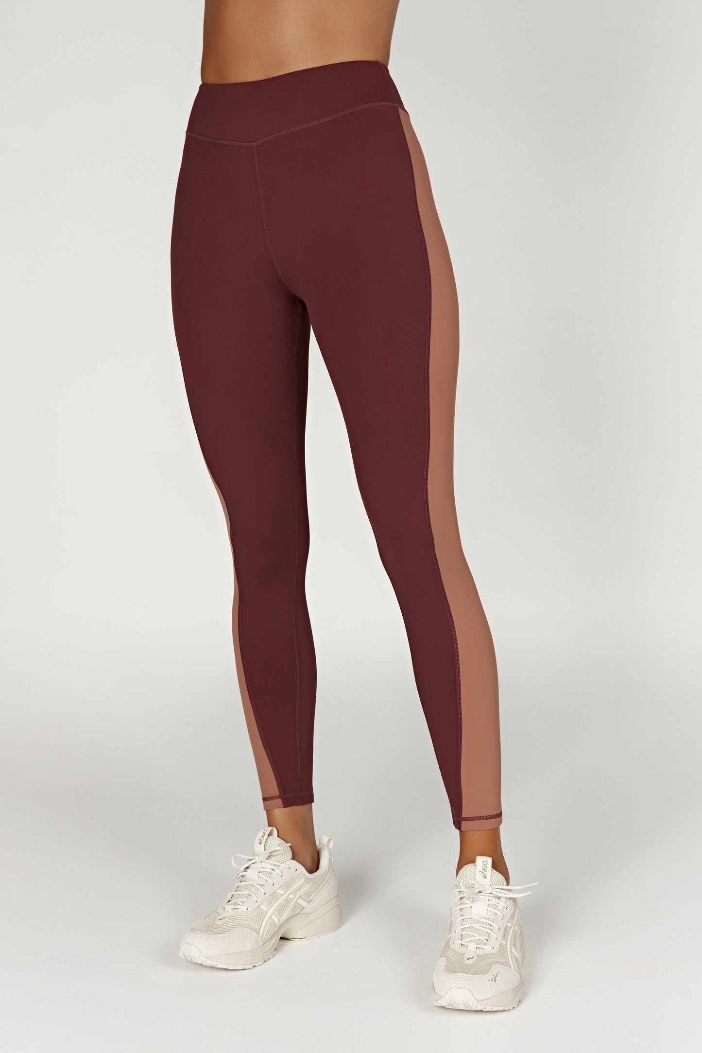 Libby Two Tone Panel Leggings - Mahogany/Tan