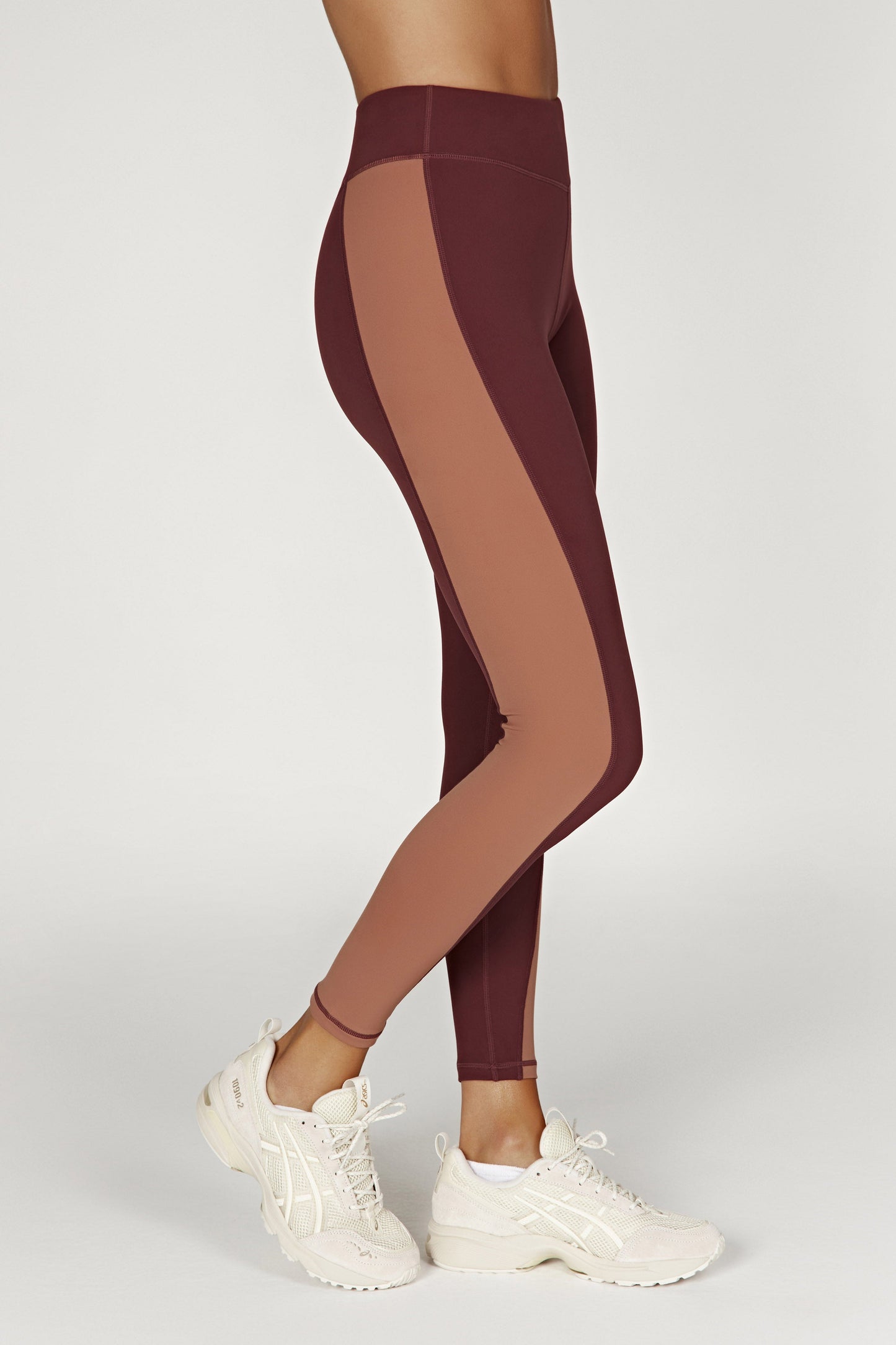 Libby Two Tone Panel Leggings - Mahogany/Tan