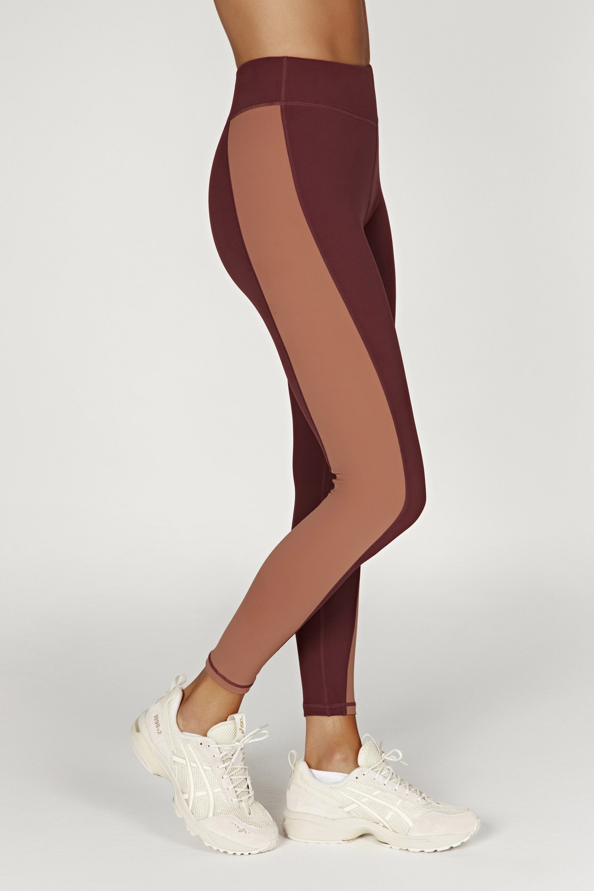 Libby Two Tone Panel Leggings - Mahogany/Tan #6