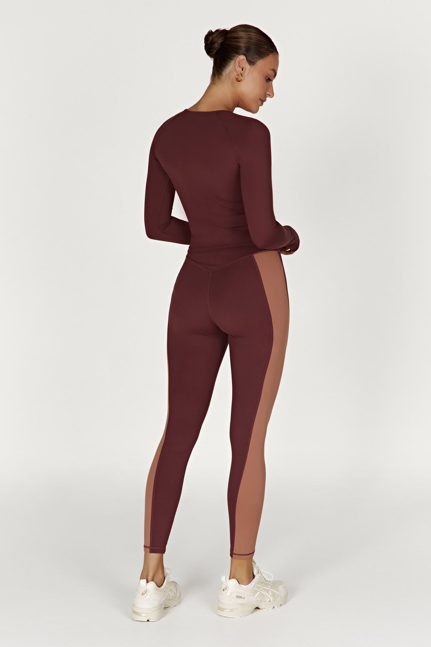 Libby Two Tone Panel Leggings - Mahogany/Tan