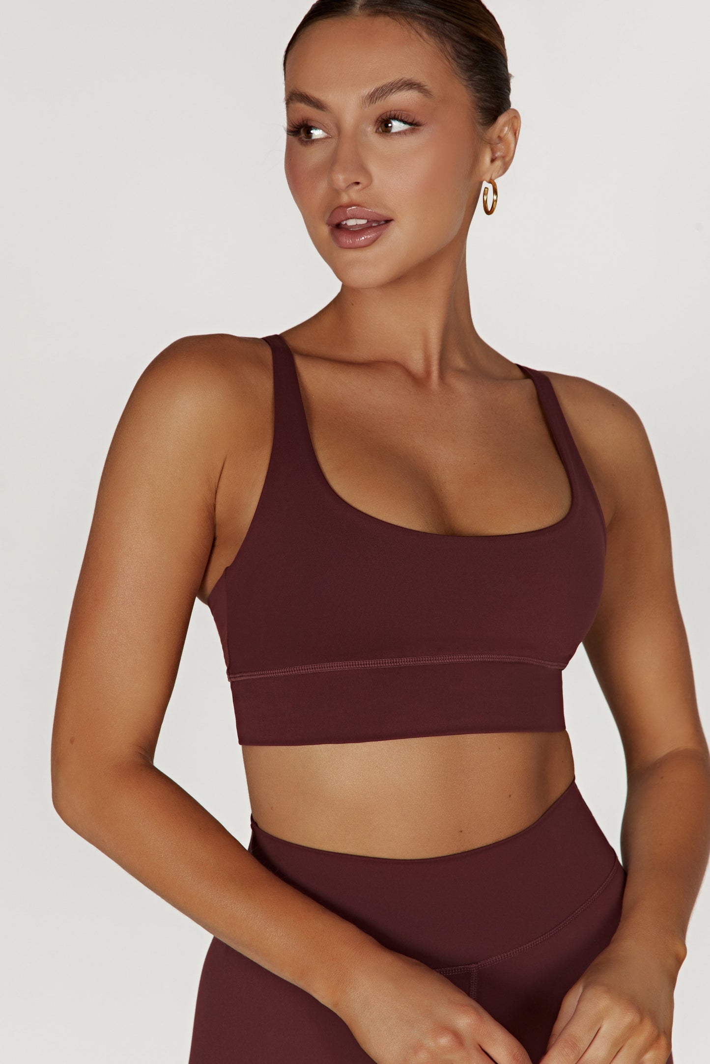 Elise V Back Cami Crop Top - Mahogany