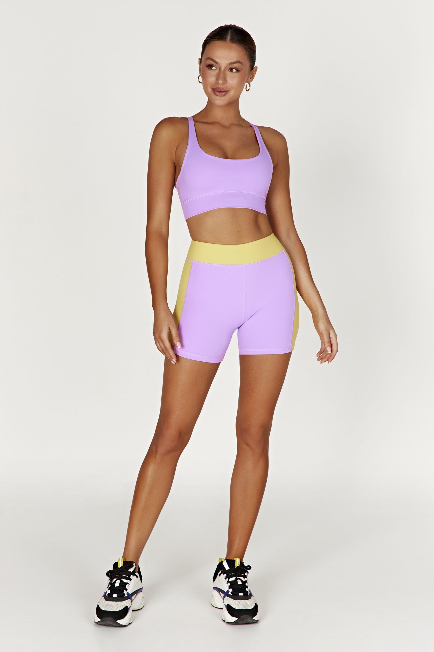 Taleah Two Tone Shorts - Lilac/Yellow