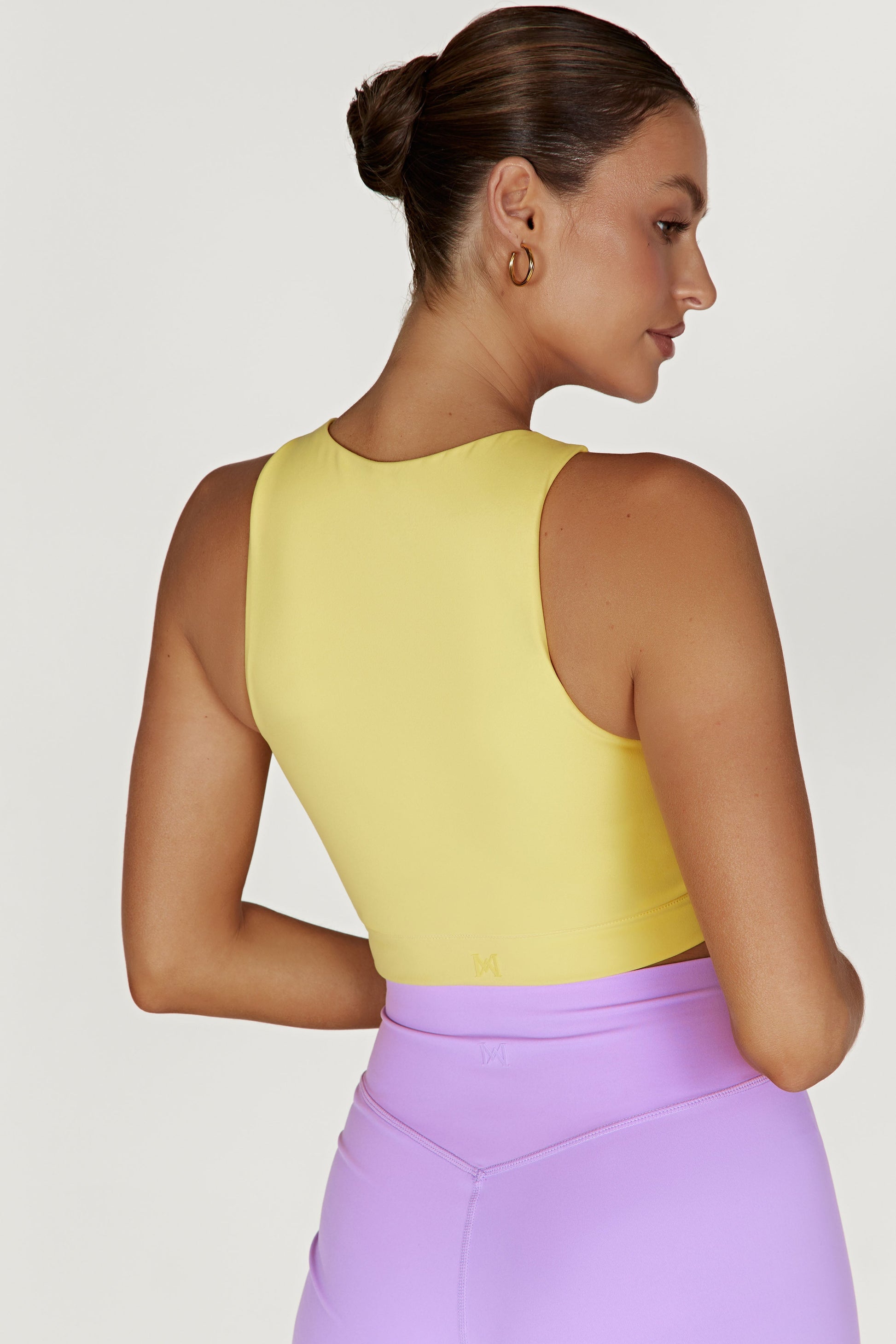 Lori Two Tone Racer Crop Top - Lilac/Yellow #3