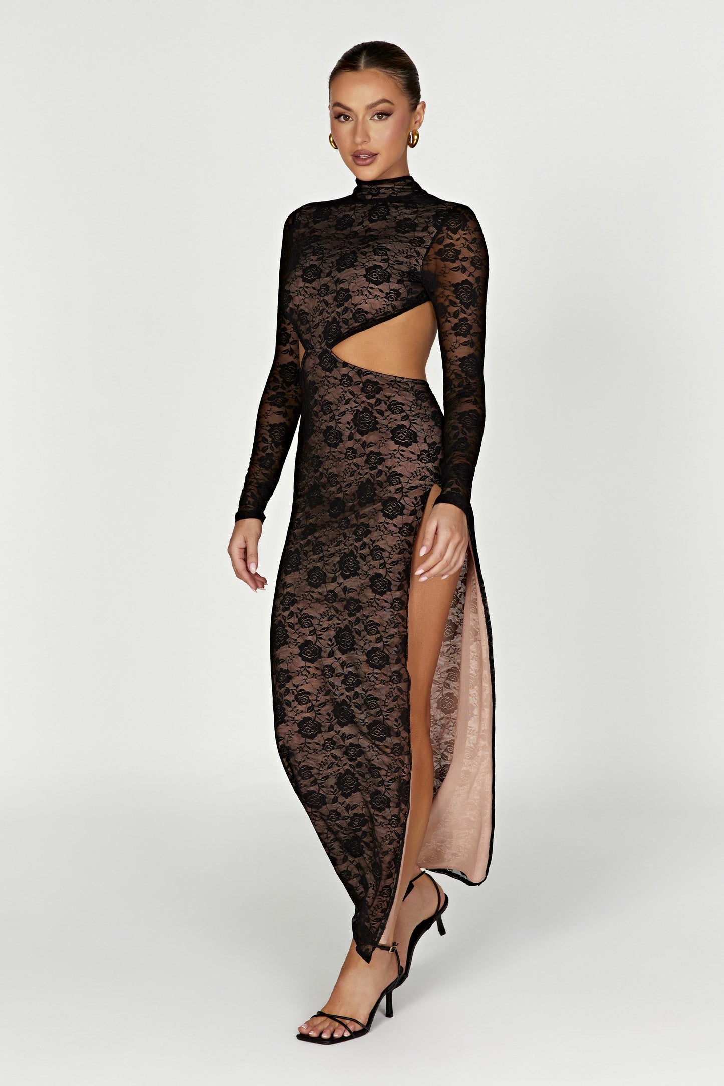 Callista Lace Maxi Dress - Black