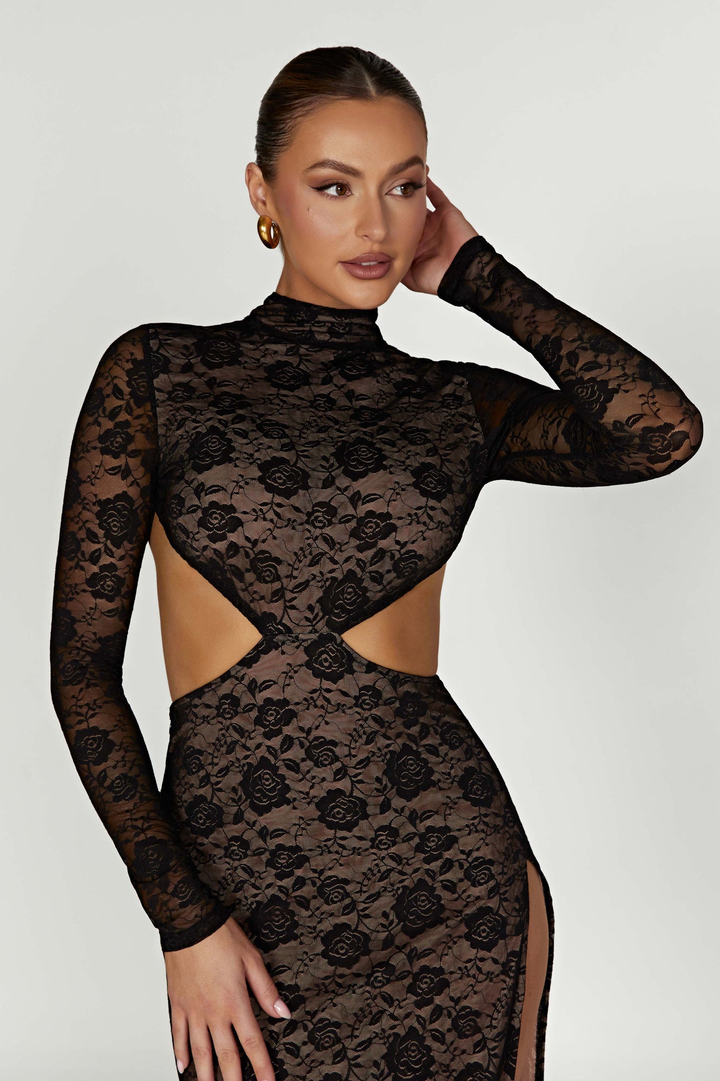 Callista Lace Maxi Dress - Black