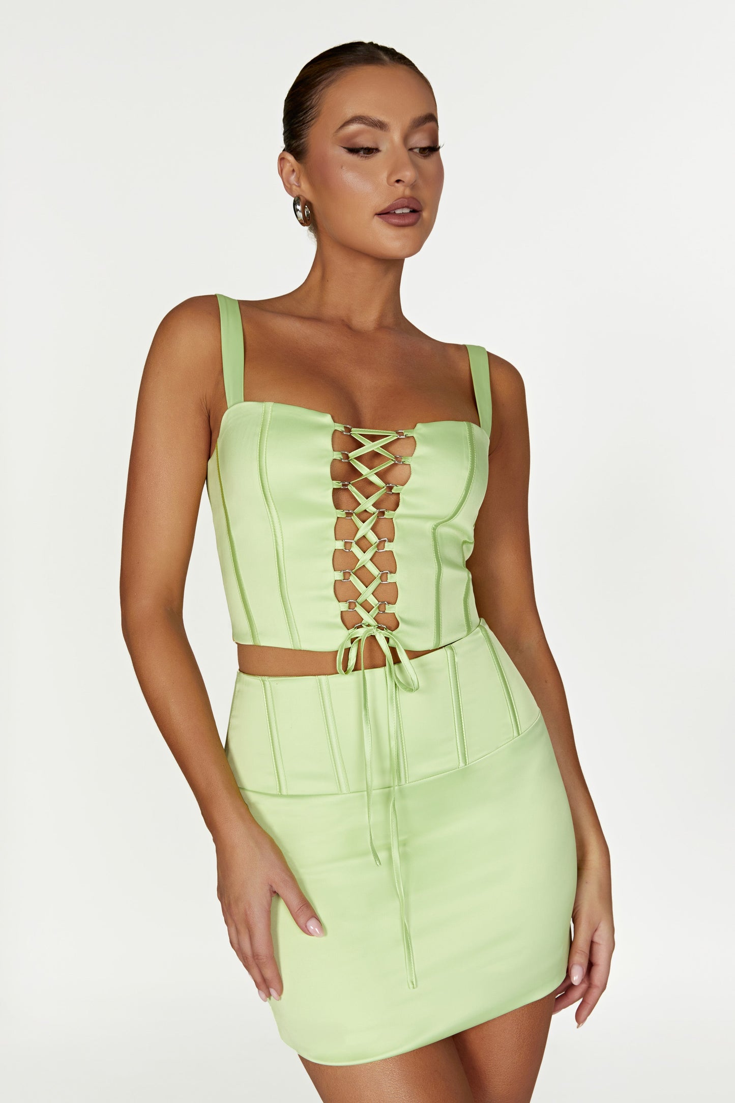 Scarlet Corset Mini Skirt - Pistachio Green