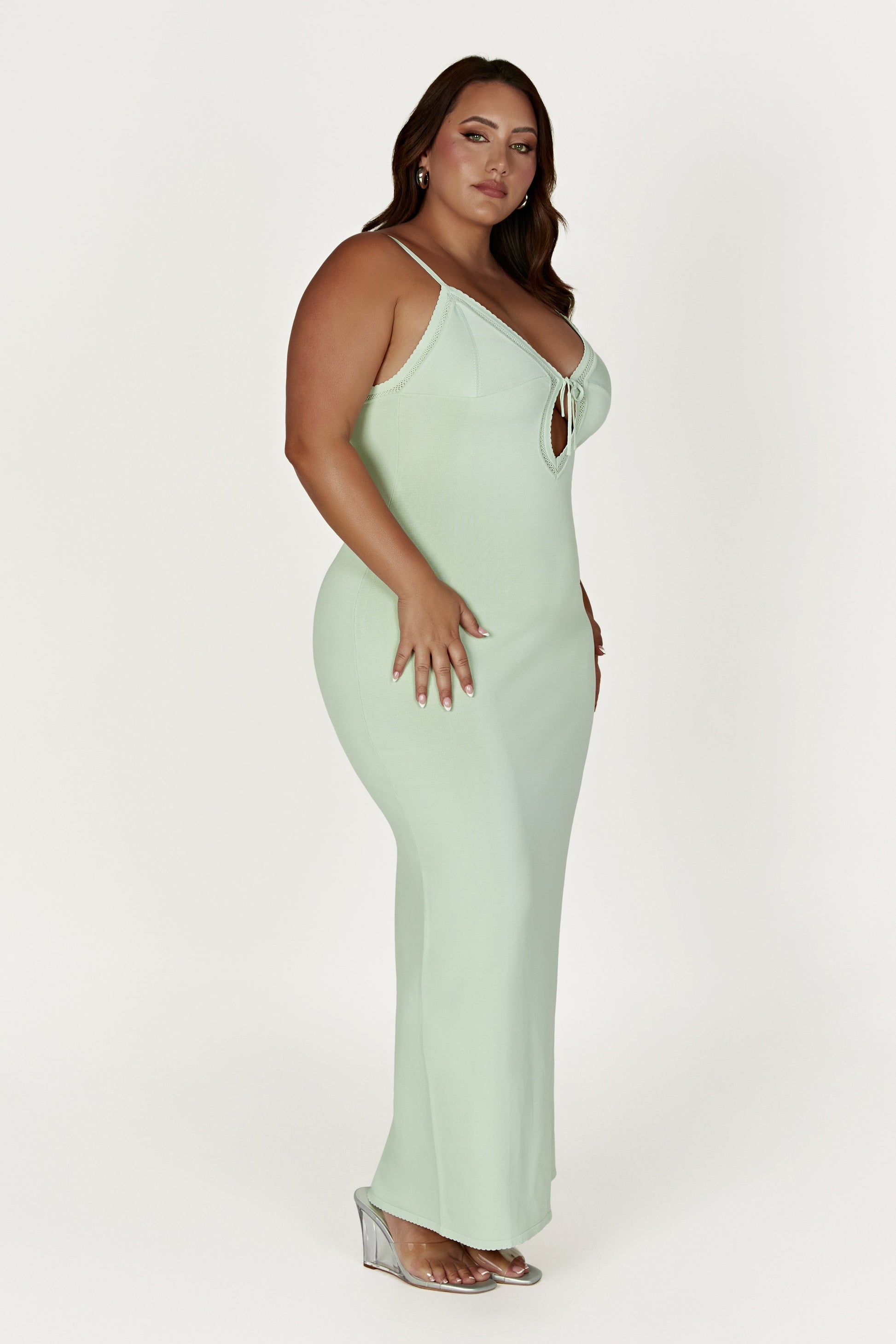 Maia Pointelle Knit Maxi Dress - Pistachio Green #9