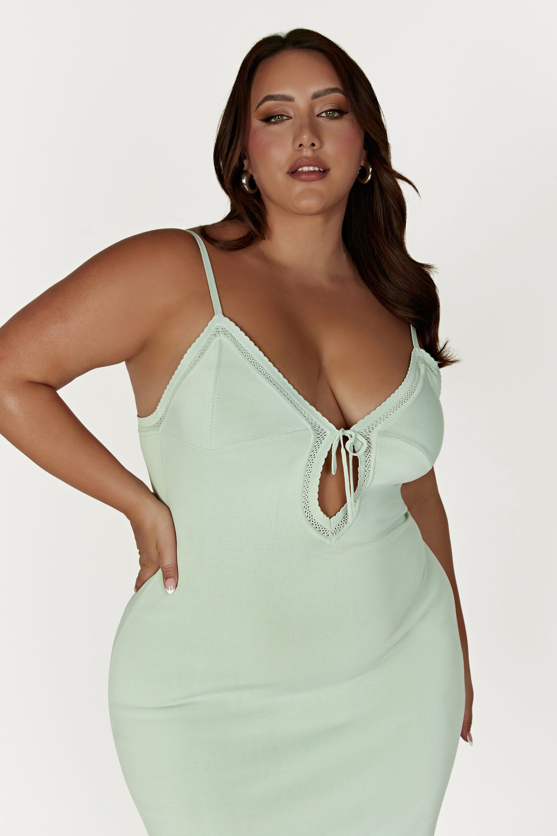 Maia Pointelle Knit Maxi Dress - Pistachio Green #7