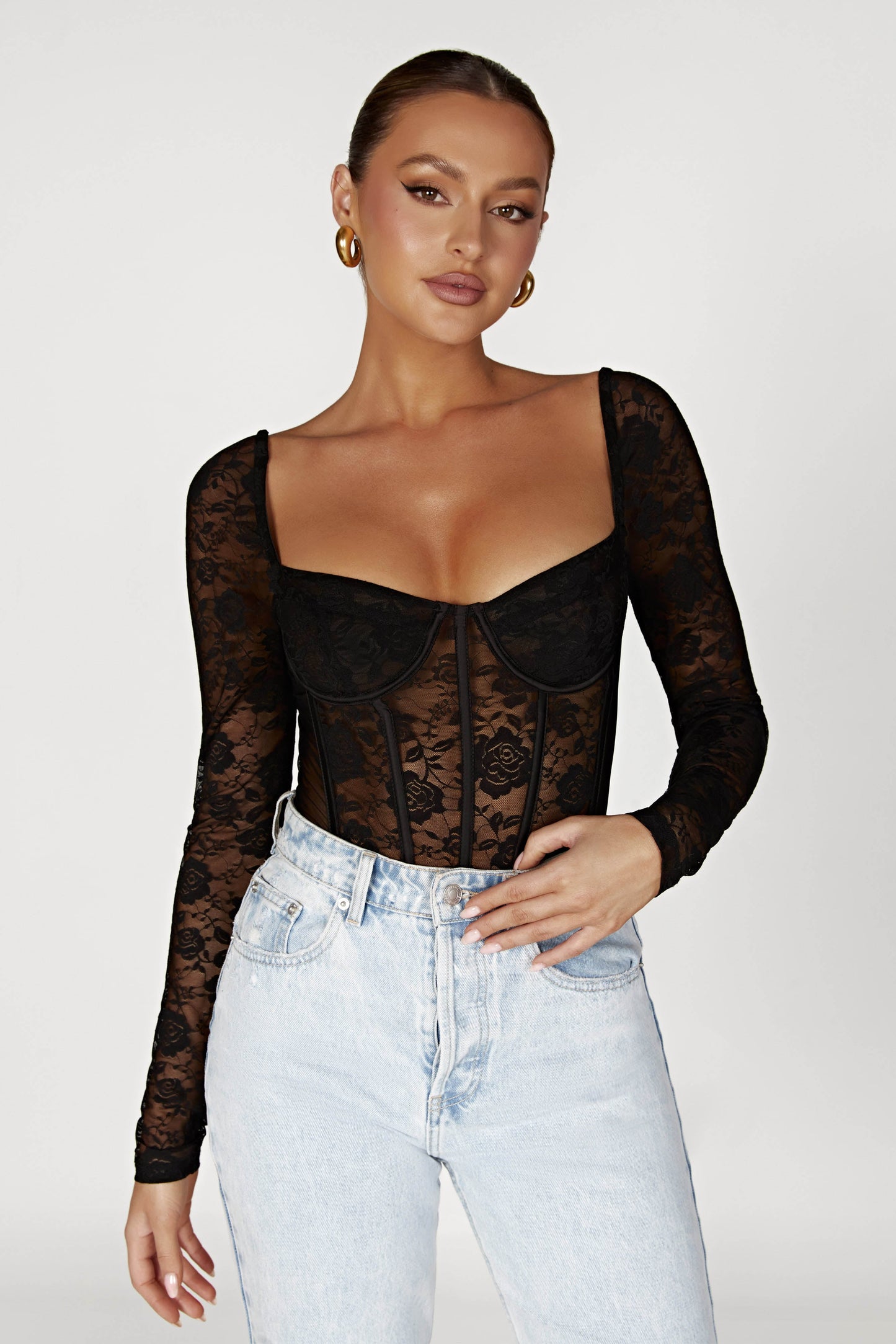 Cheryl Lace Bodysuit - Black