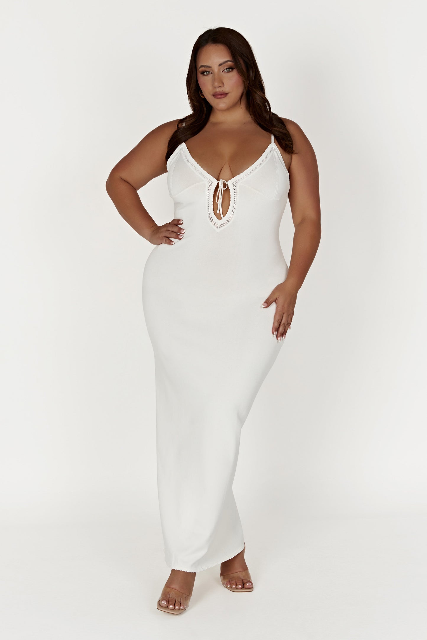 Maia Pointelle Knit Maxi Dress - White